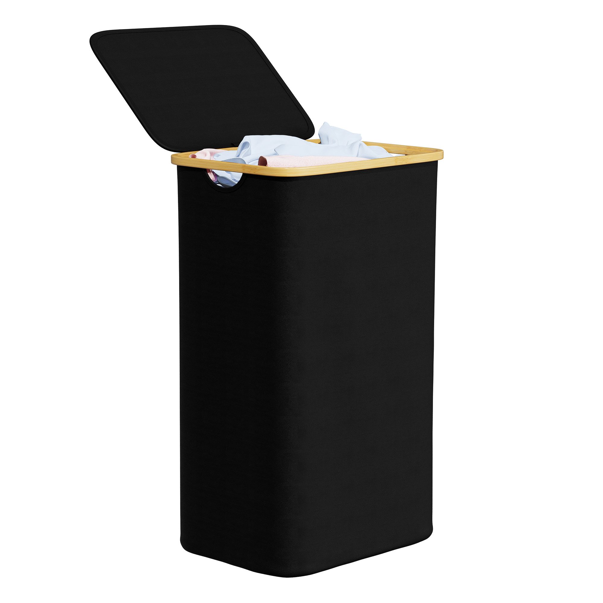 SpaceAid Wäschekorb mit Deckel (110L, großer hoher Wäschekorb mit Bambusgri günstig online kaufen