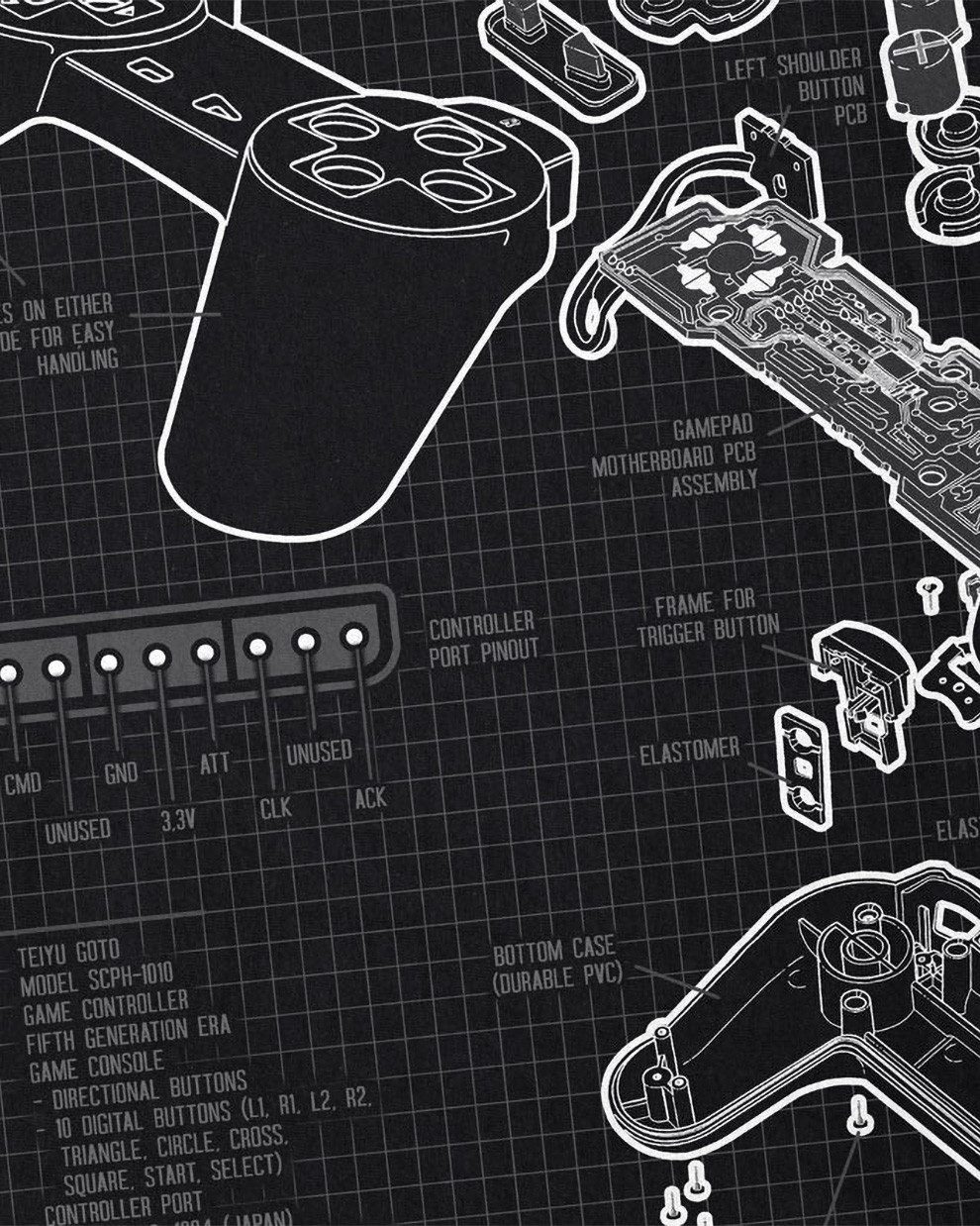 style3 T-Shirt PS Controller Blaupause PS günstig online kaufen