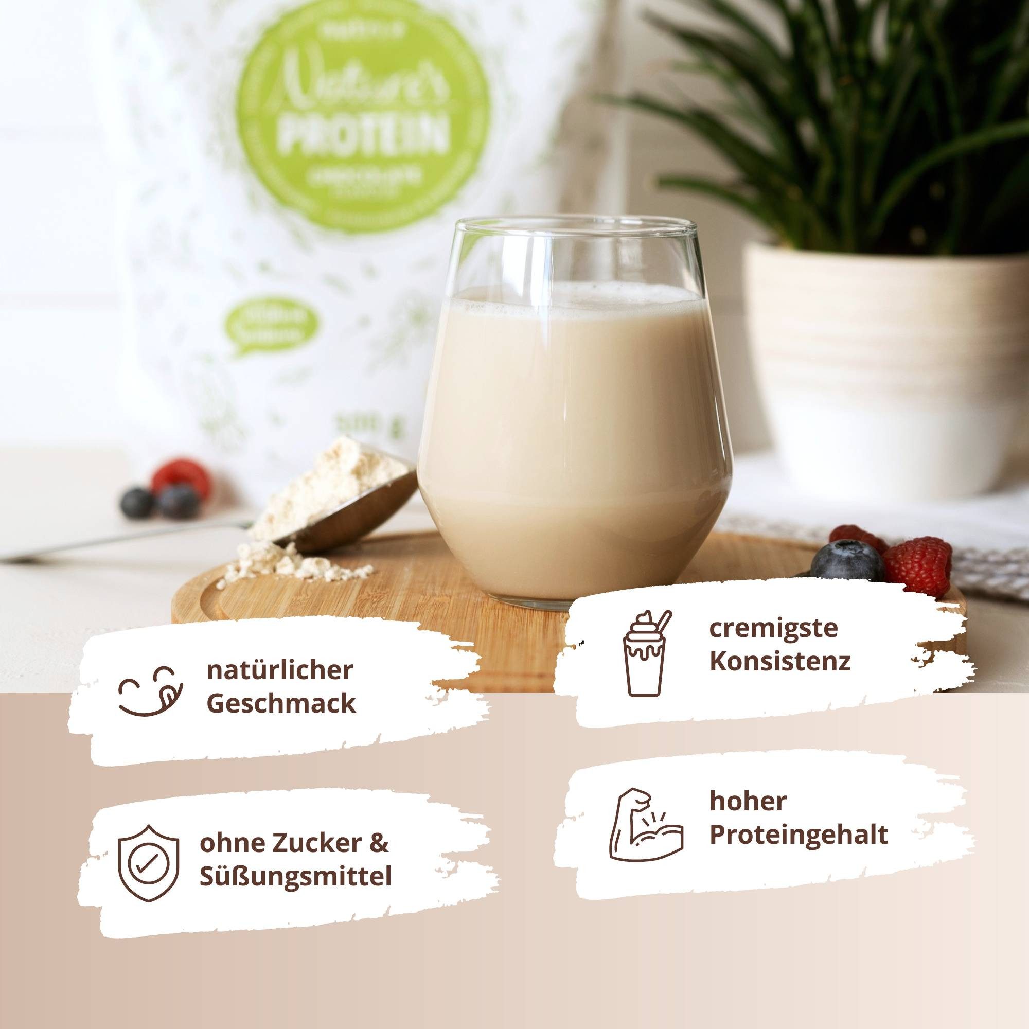 nutri+ Natures Protein - Eiweißpulver ohne Süßstoff Pulver, 1 er
