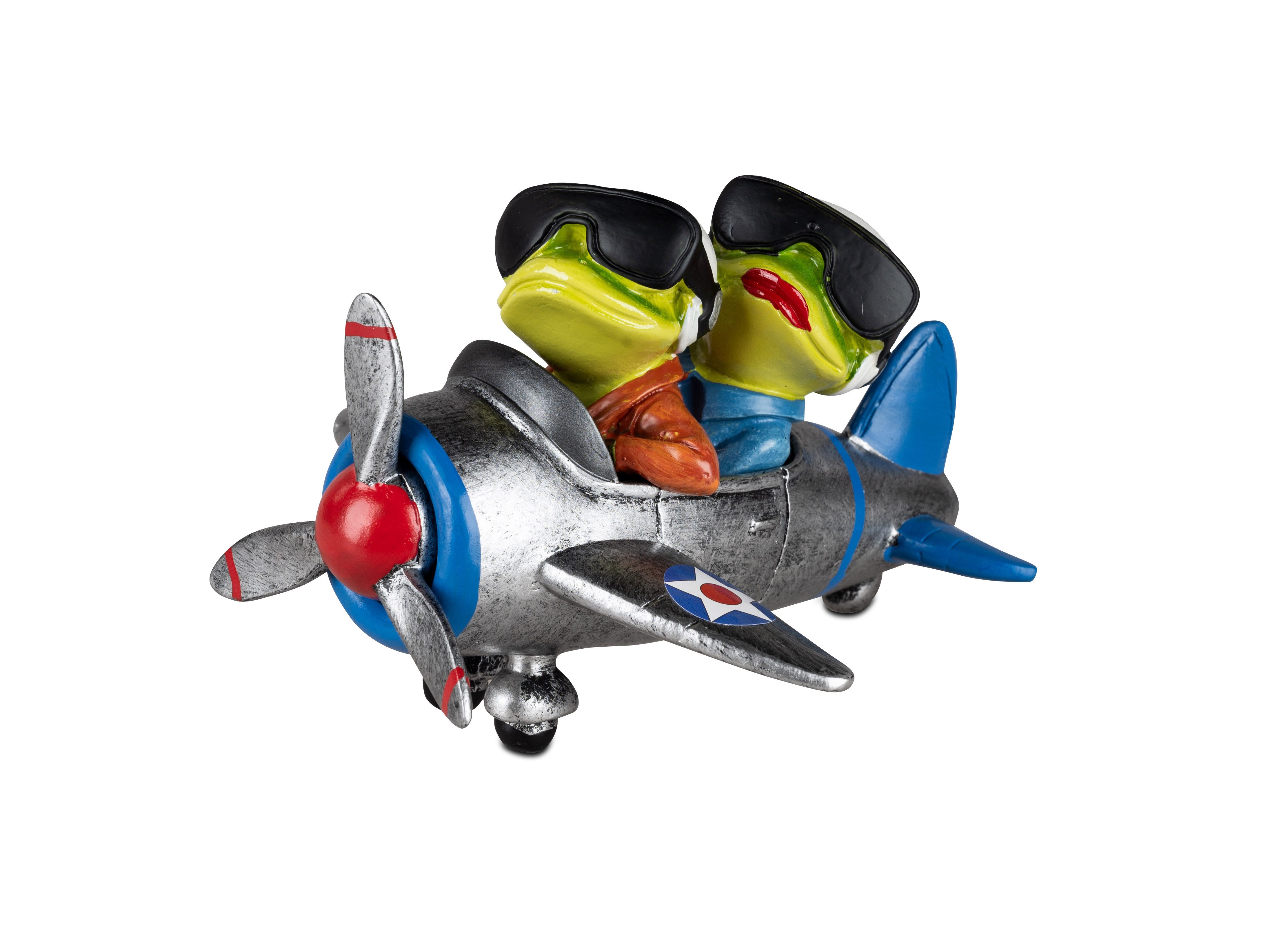 formano Dekofigur Frosch Froschpaar im Flugzeug oder mit Oldtimer aus Froschhausen Deko