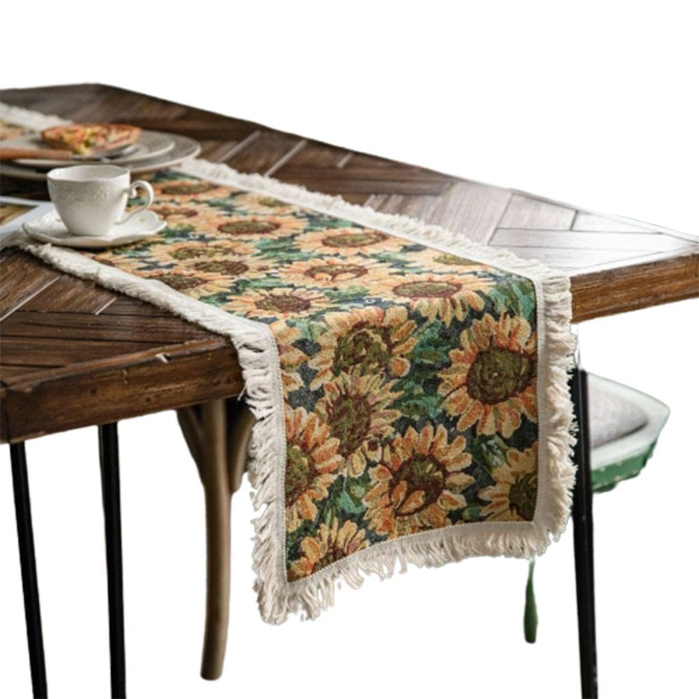 FELIXLEO Tischläufer Tischläufer Sonnenblume Jacquard Bankett Küche Esszimmer 30X180Cm