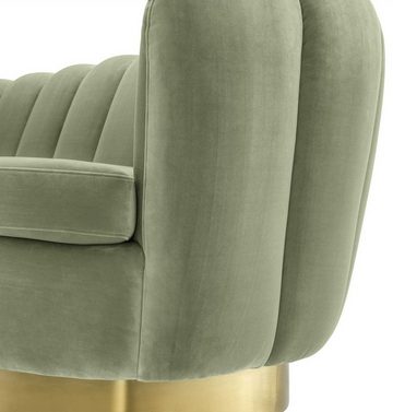 Casa Padrino Sofa Luxus Samt Sofa Pistaziengrün / Messingfarben 225 x 90 x H. 80 cm - Wohnzimmer Sofa - Luxus Qualität