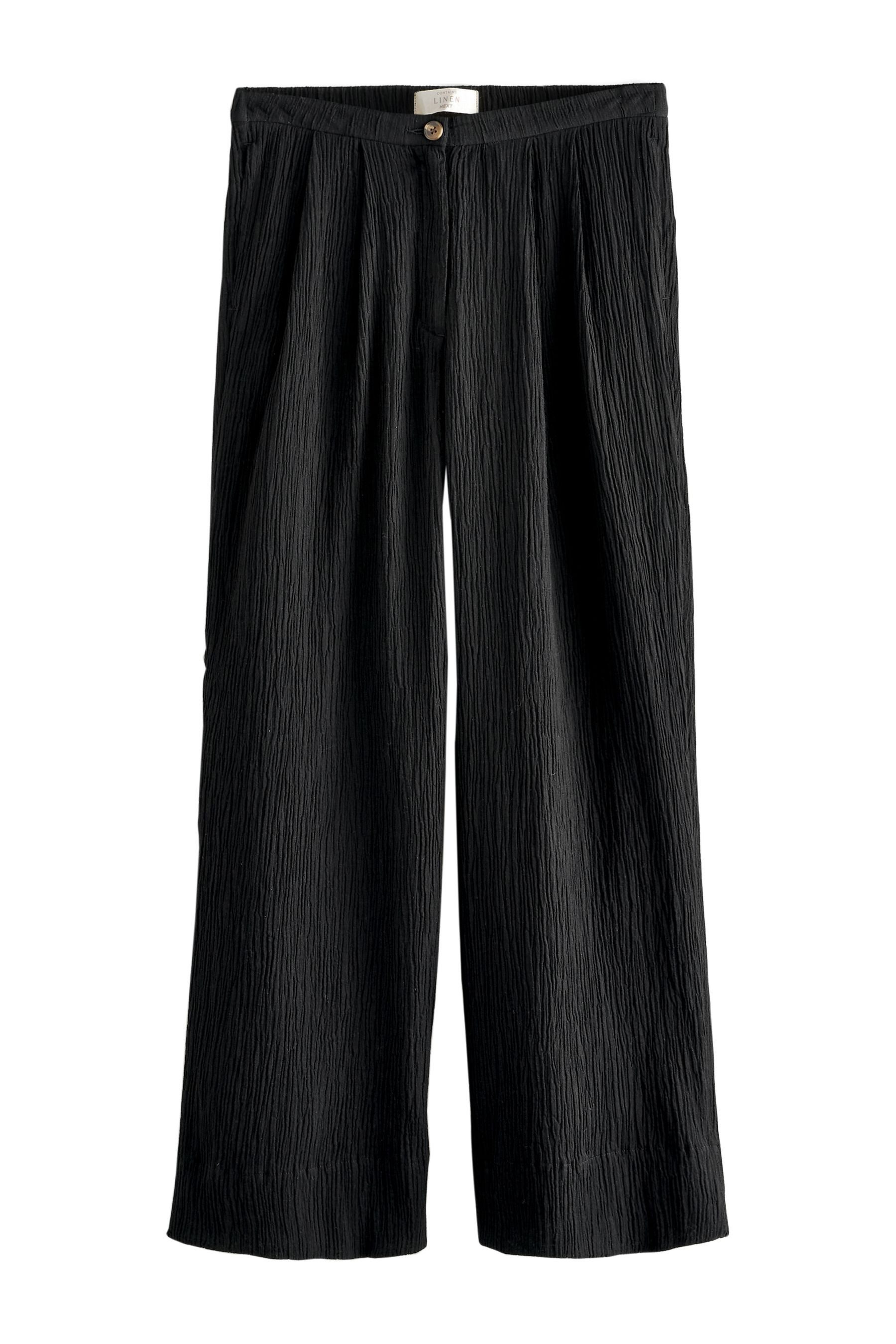 Next Palazzohose Hose mit weitem Bein und Leinen in Knitteroptik (1-tlg) günstig online kaufen