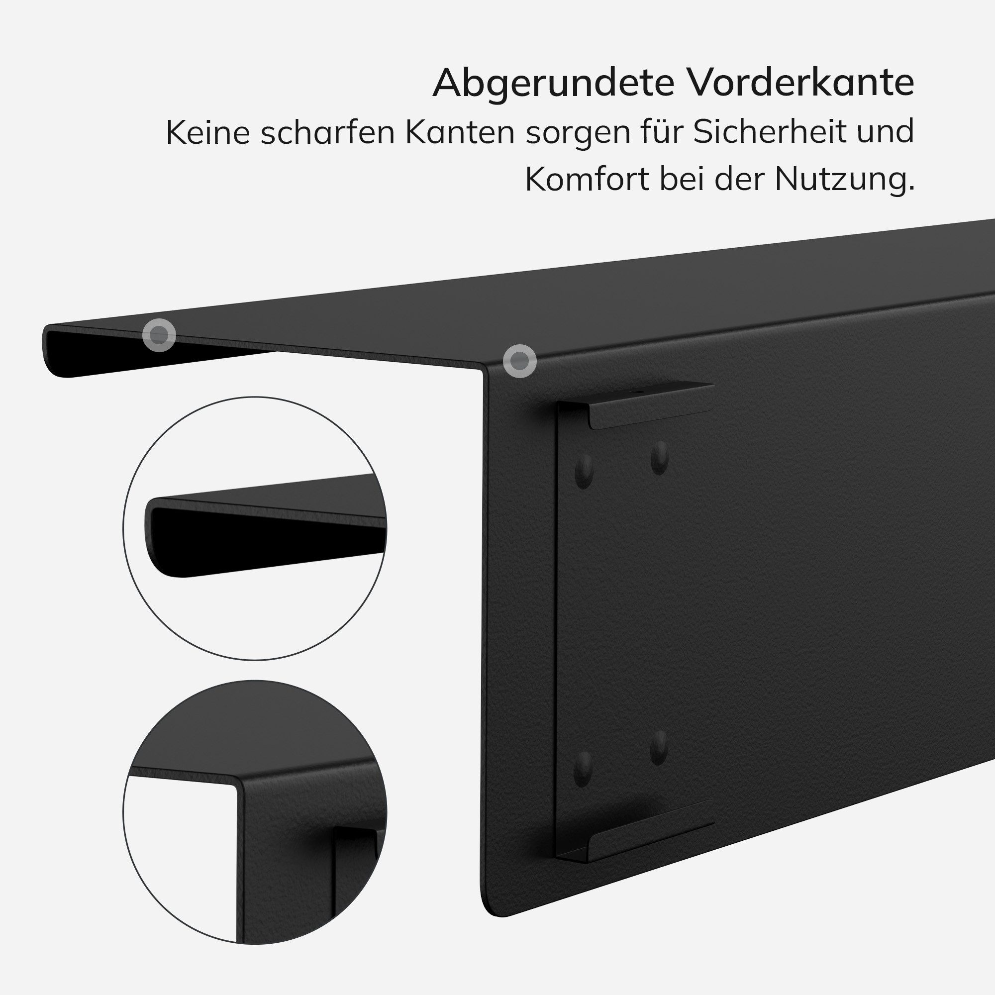 Jan Nowak Wandregal Wandregal JOANNE 40 cm Stahl verstecktes Befestigungssystem, Stahl 1,1 mm kaltgewalzt pulverbeschichtet 40 x 15 x 15 cm, Hängeregal abgerund – Bild 5 von 5