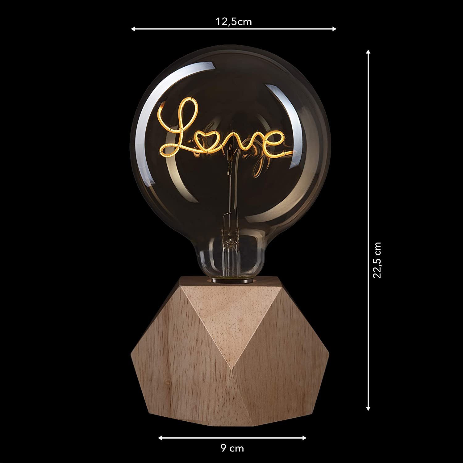 1X dunkel Tischlampe Love-Lampemodern Dunkle Crown Tischleuchte Edison, Batteriebetrieben Retro + Dunkle LED Eiche Eiche Eiche Vintage E27
