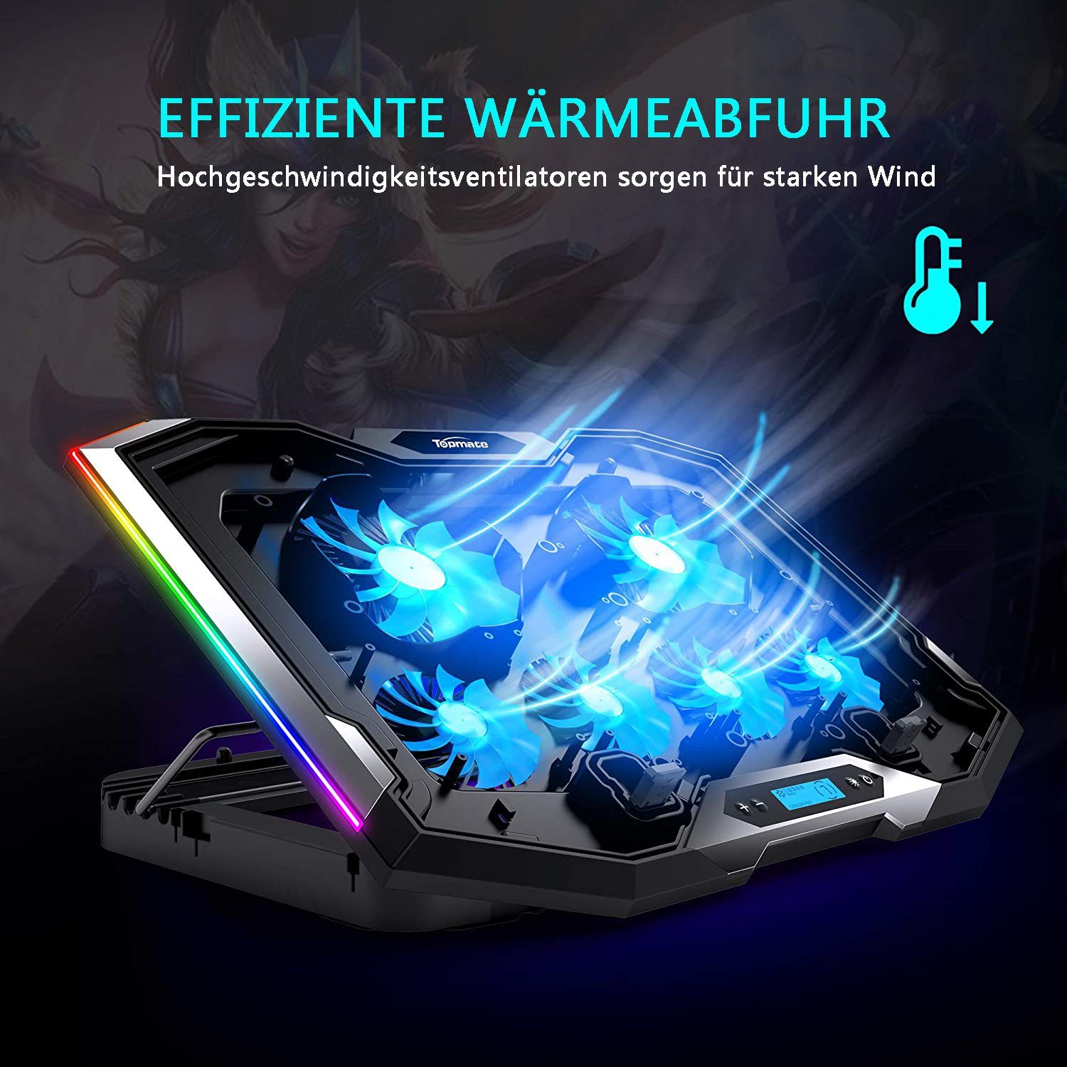 Haiaveng Notebook-Kühler Laptop-Kühlpad RGB Gaming Notebook-Kühler