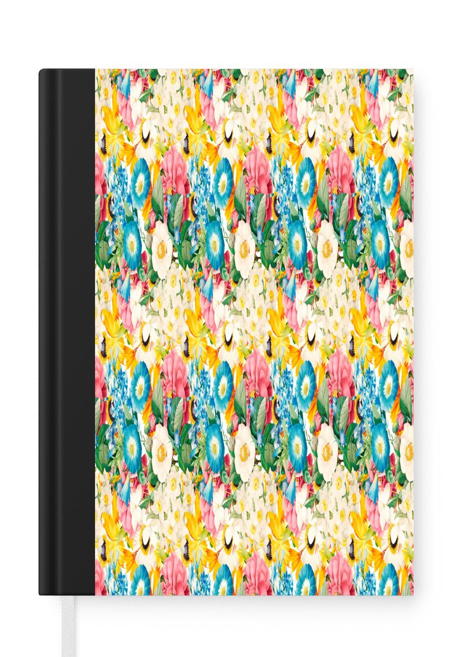 MuchoWow Notizbuch Blumen - Anemone - Collage - Farben, Journal, Merkzettel, Tagebuch, Notizheft, A5, 98 Seiten, Haushaltsbuch