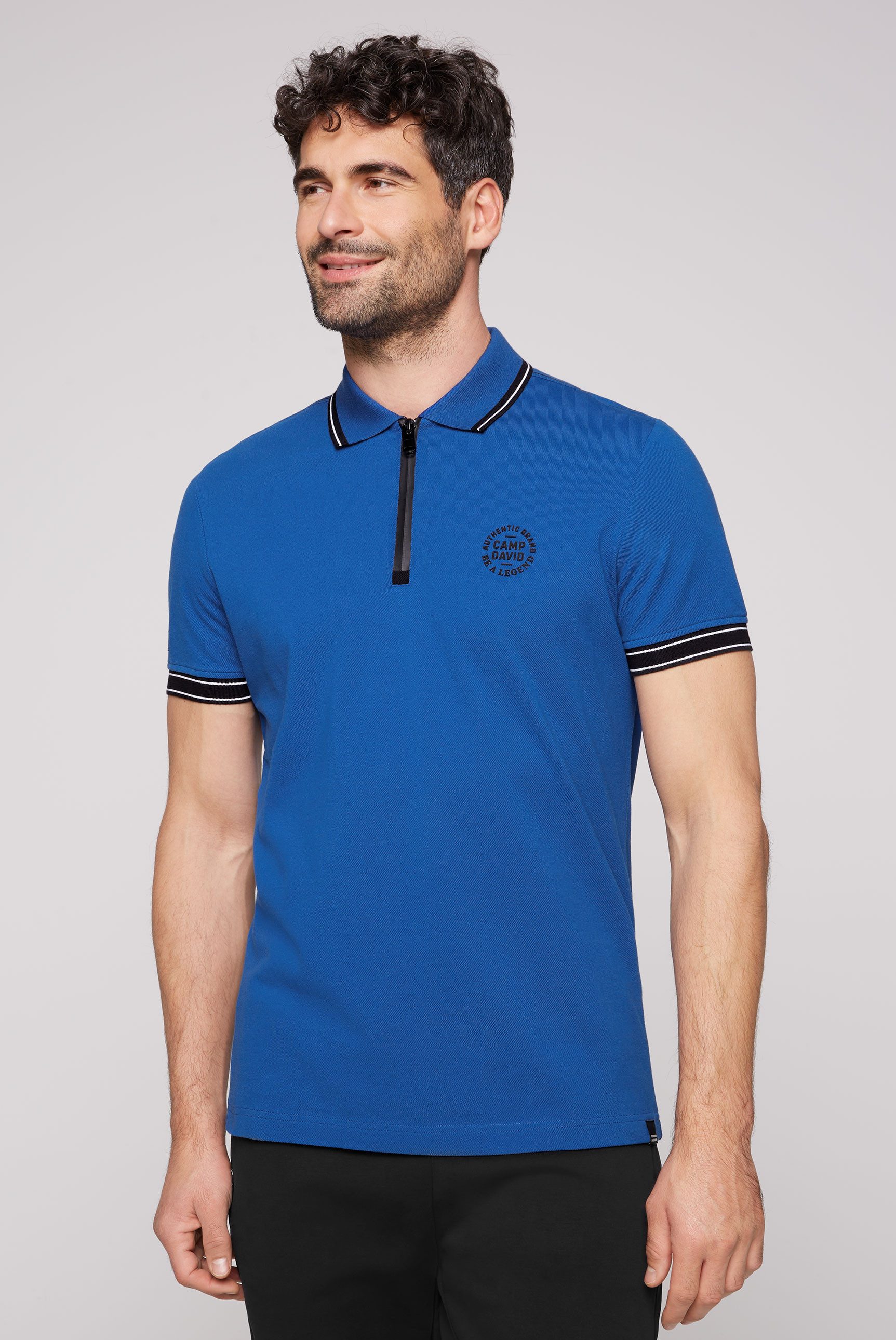 CAMP DAVID Poloshirt mit Print am Kragen