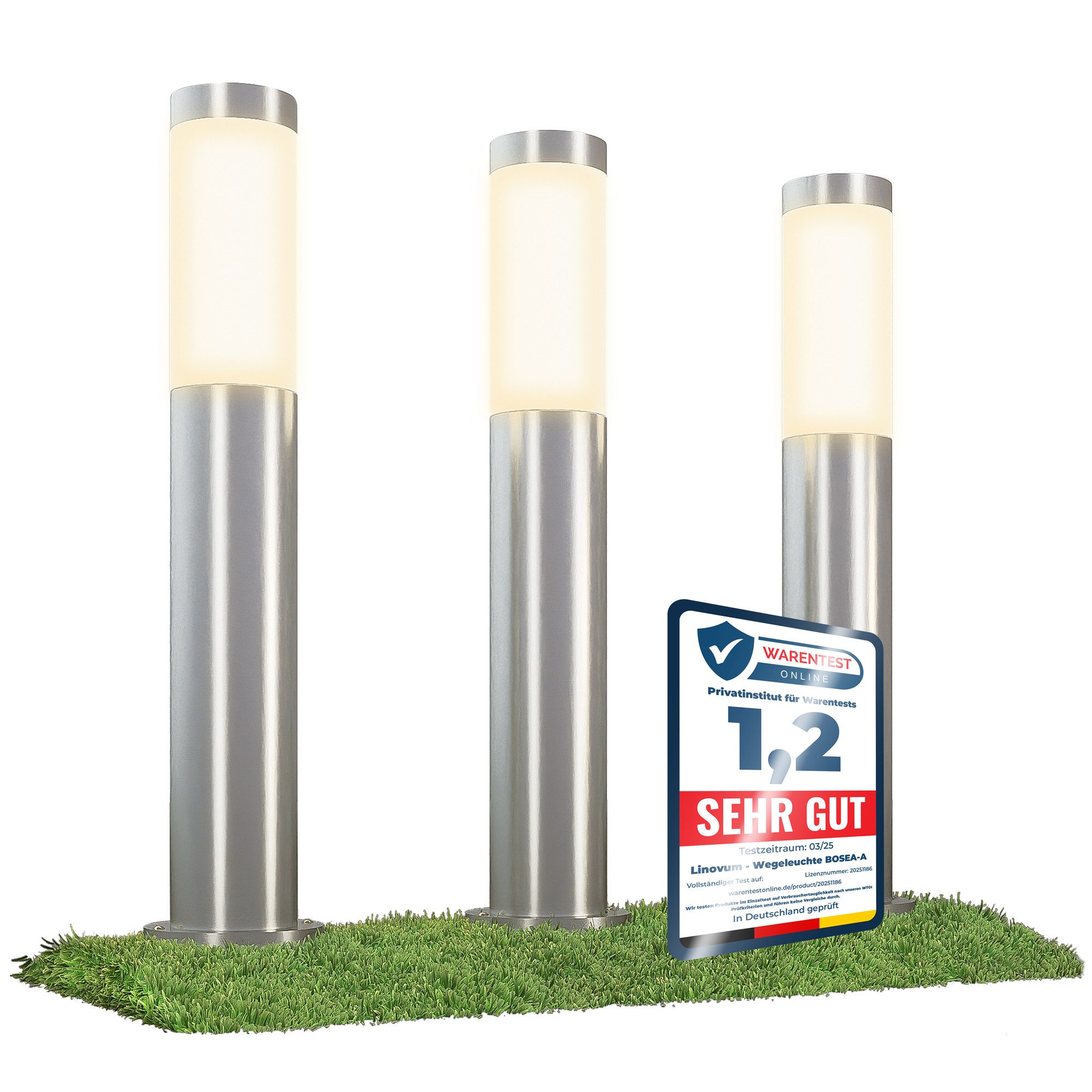 linovum LED Außen-Wandleuchte 3er Set Wegeleuchte günstig online kaufen