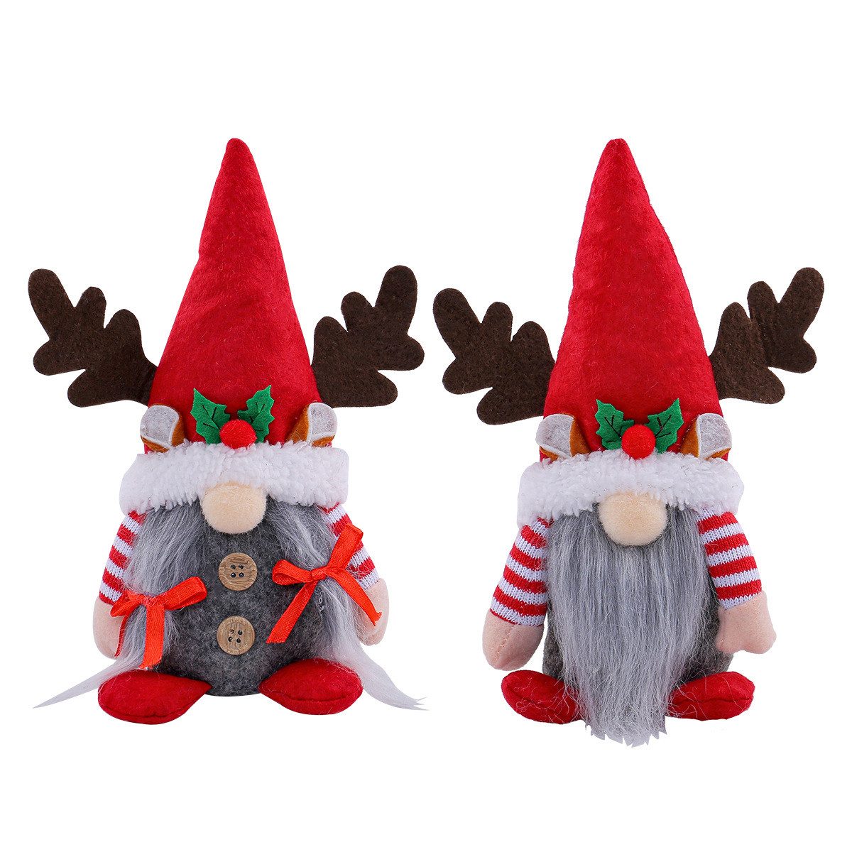 FOUORTUNATE-BEE Nikolausstiefel Weihnachtswichtel Paar – Weihnachts Tomte Figuren mit Rentiergeweih (2 St), Niedliche Weihnachtsgnome als Deko für Zuhause, Büro & Innenräume