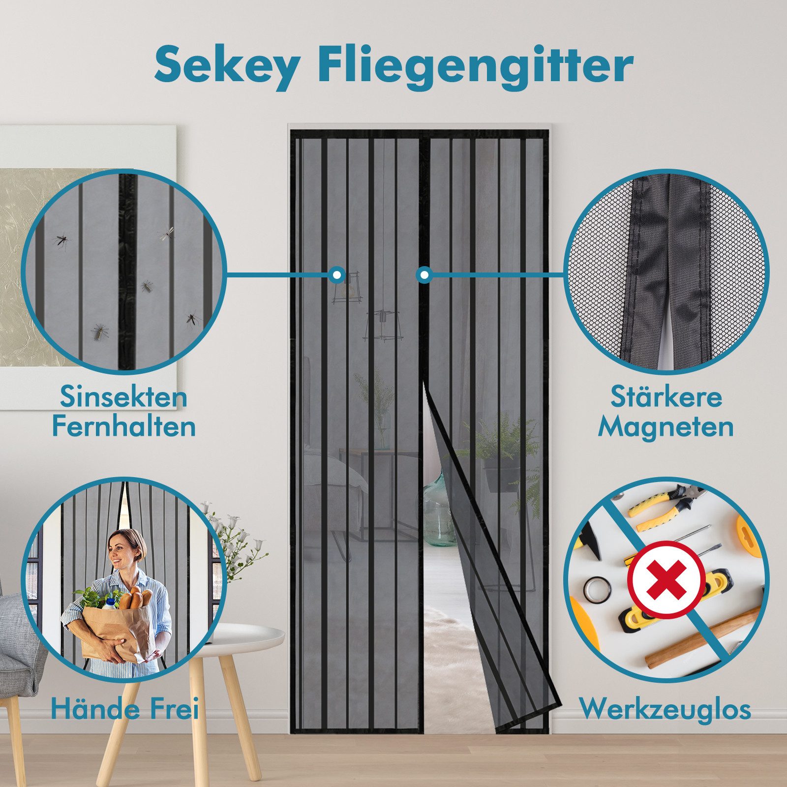 Sekey Insektenschutz-Tür Fliegengitter für Balkontür Schwarz, günstig online kaufen