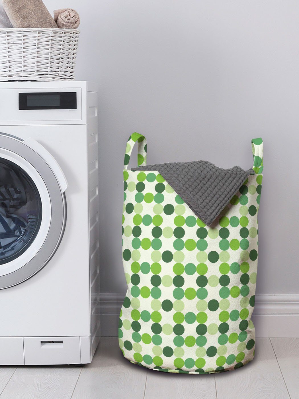 Abakuhaus Wäschesäckchen Grün verschiedenen Griffen Kreise Kordelzugverschluss Waschsalons, Wäschekorb Töne für mit