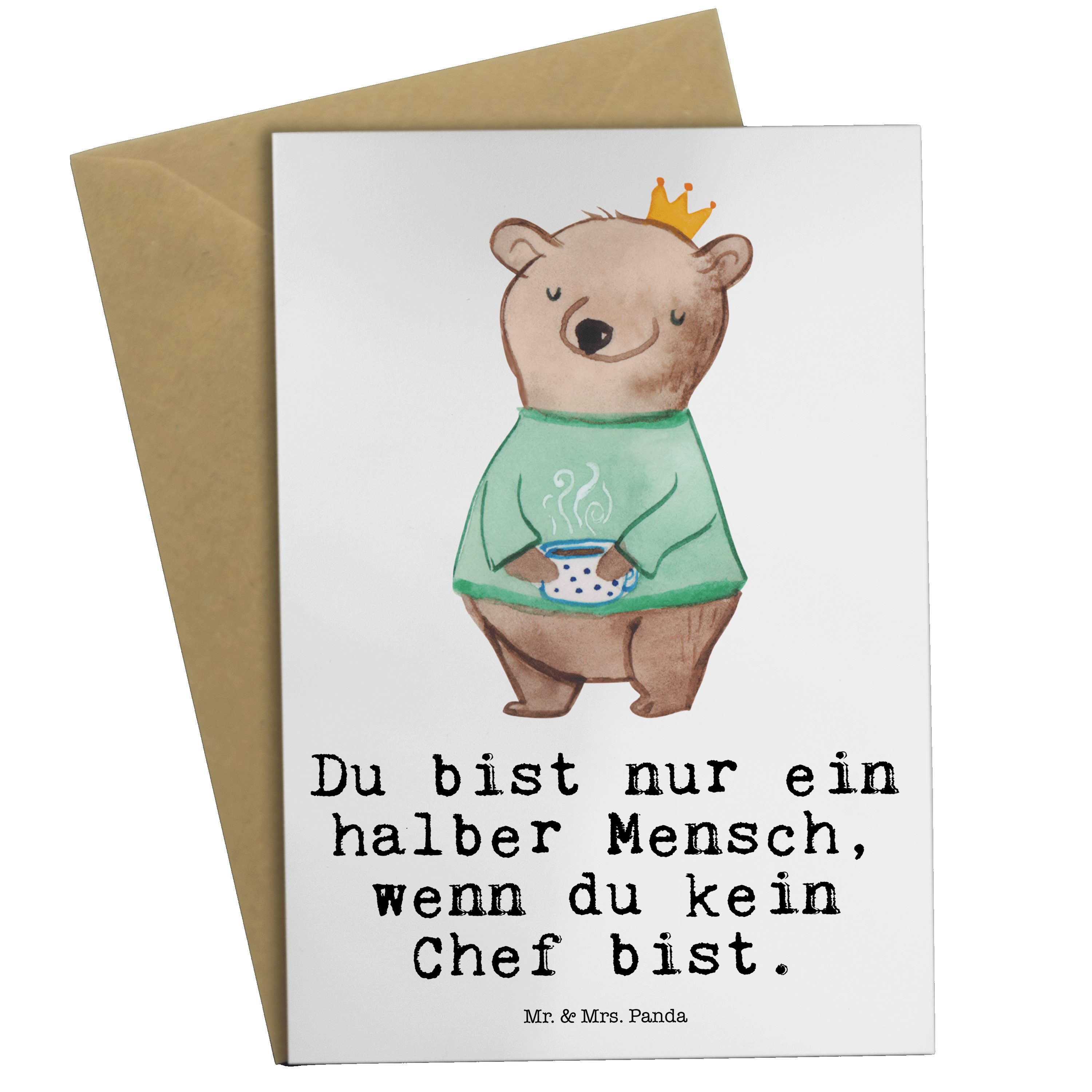 Herz - Panda Geschenk, & Wellness, Mr. Chef Grußkarte - Klappkarte, Mrs. Weiß Unternehmensin mit
