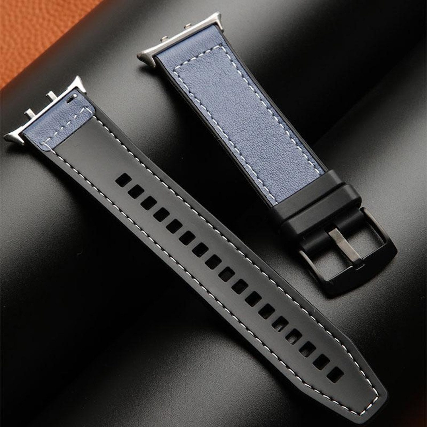 Wigento Smartwatch-Armband Für Honor Watch 5 Hochwertiges Leder Hybrid Silikon Arm Band Rosa, Hybrid-Material, verstellbar, stilvoll