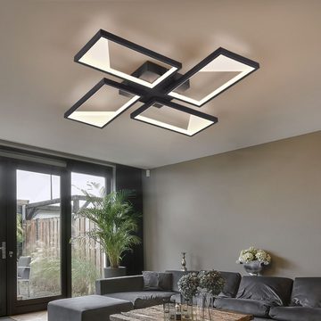 TRIO Leuchten LED Deckenleuchte, LED-Leuchtmittel fest verbaut, Warmweiß, LED Design Decken Lampe Wohn Ess Zimmer Beleuchtung Switch