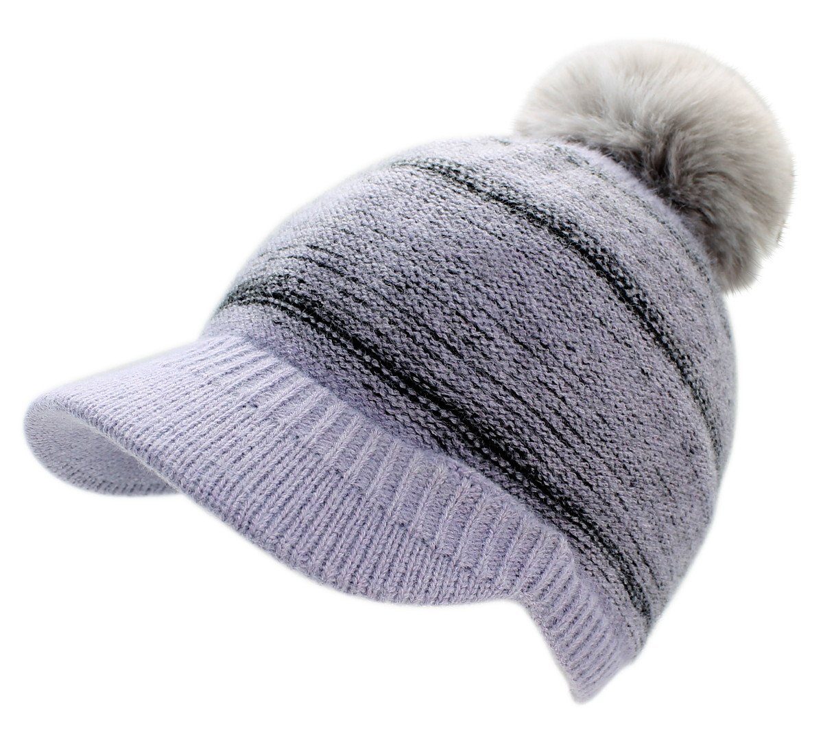 dy_mode Strickmütze Damen Schirmmütze Gefüttert zweifarbige Strickmütze mit günstig online kaufen