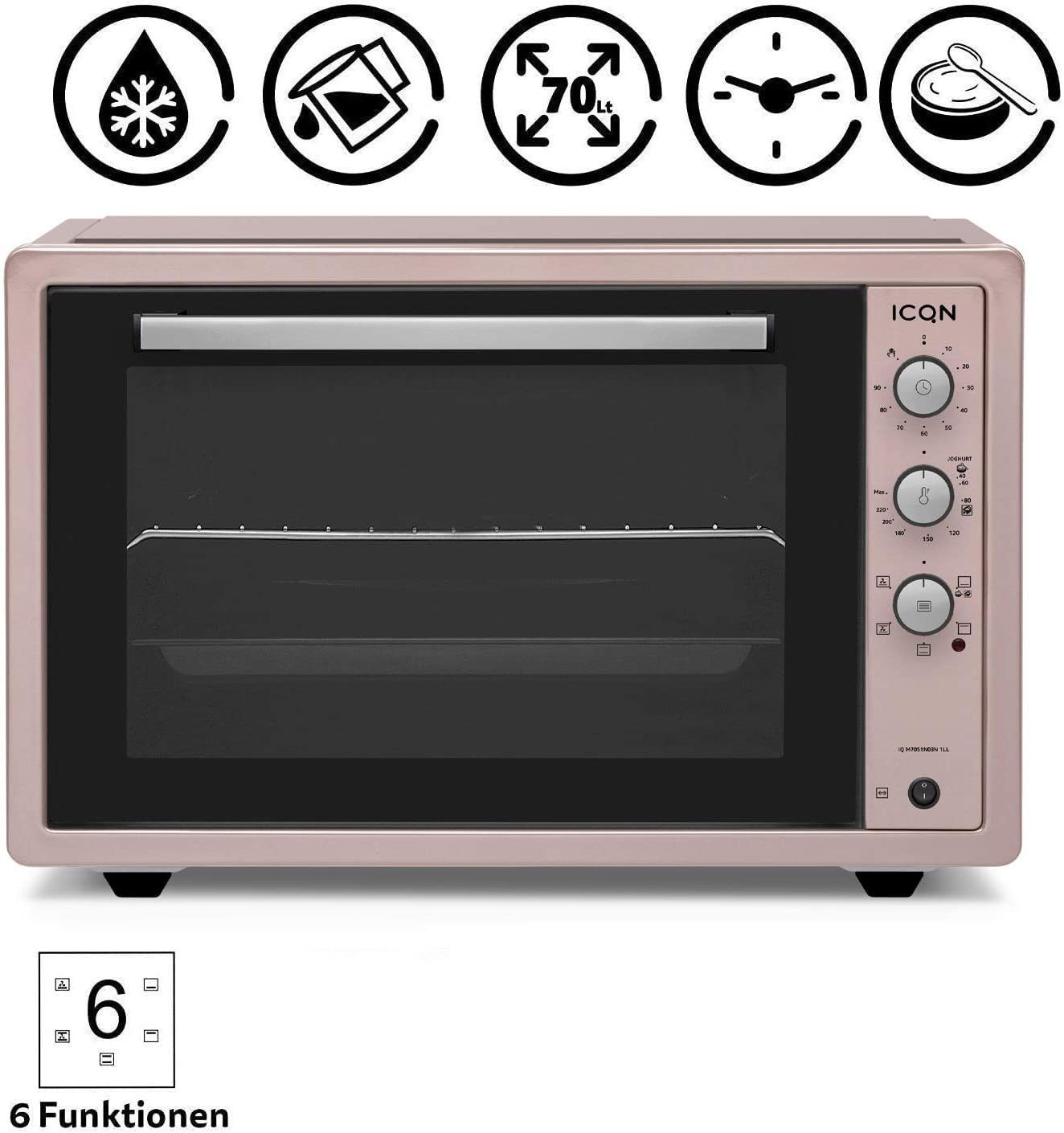 Komfortec Minibackofen ICQN 70 L Miniofen, Umluft, Oberhitze, Unterhitze, Heißluft, 70XXL Mini