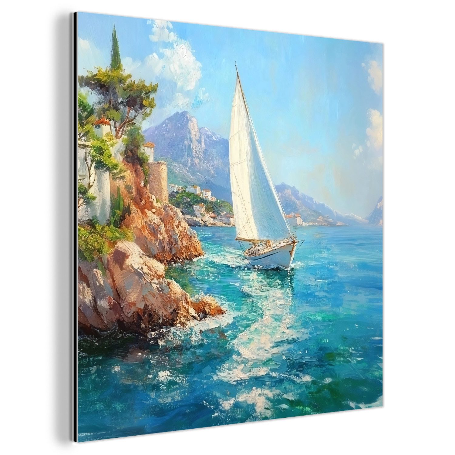 MuchoWow Metallbild Segelboot - Felsen - günstig online kaufen