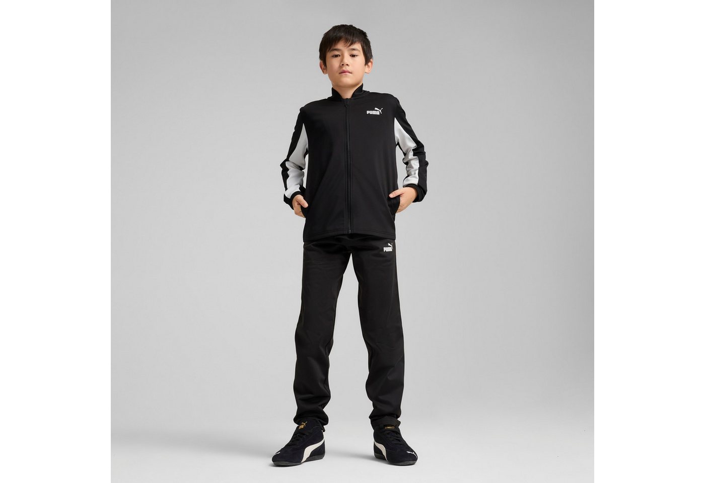 PUMA Trainingsanzug POLY BASEBALL SUIT B (2-tlg), 2-teilig, Jacke mit Stehkragen, mit Logo-Gummiprints