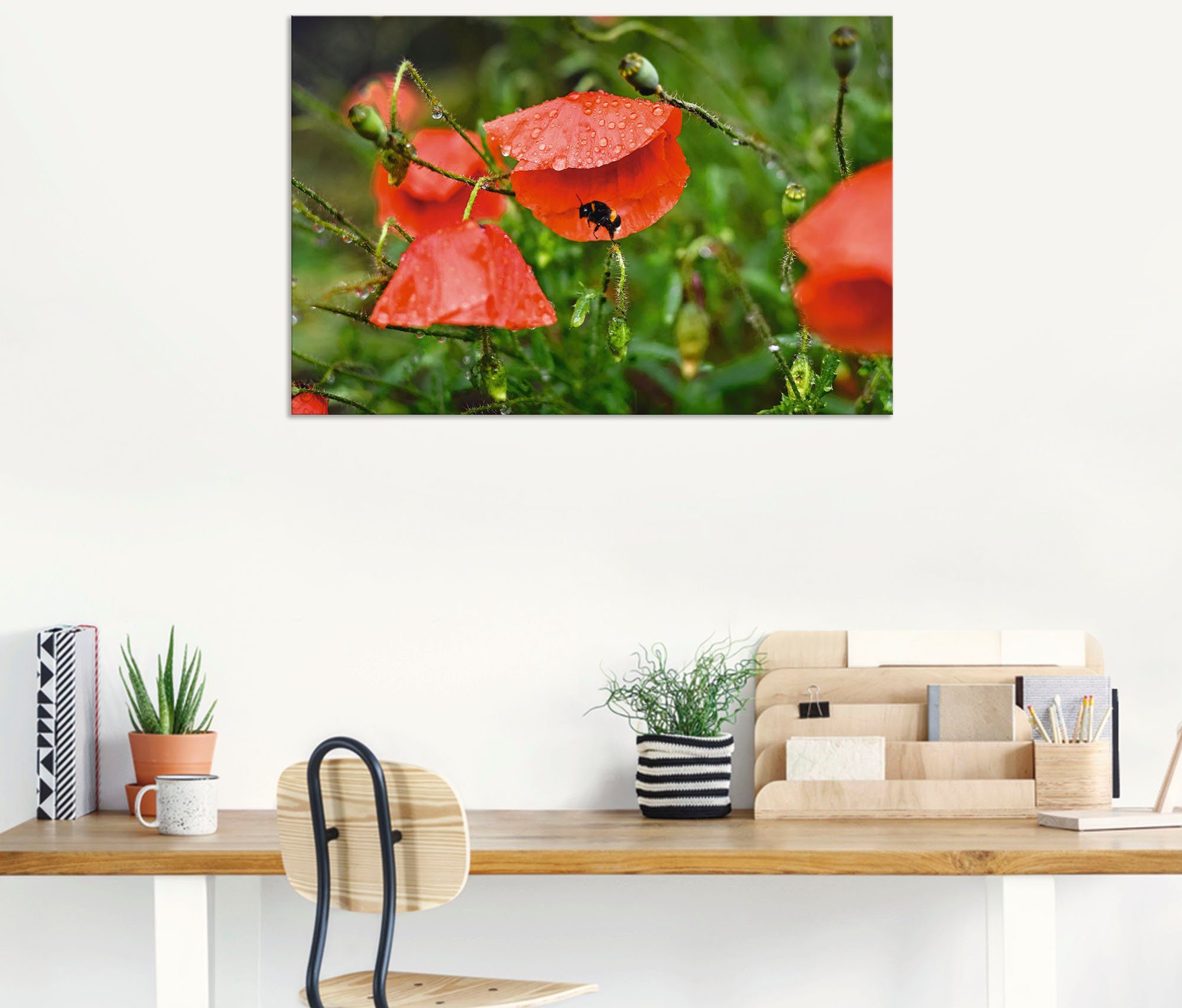 Artland Wandbild »Hummel sucht Schutz vor Regen«, Blumenbilder (1 Stück), in vielen Größen & Produktarten - Alubild / Outdoorbild für den Außenbereich, Leinwandbild, Poster, Wandaufkleber / Wandtattoo auch für Badezimmer geeignet-kaufen