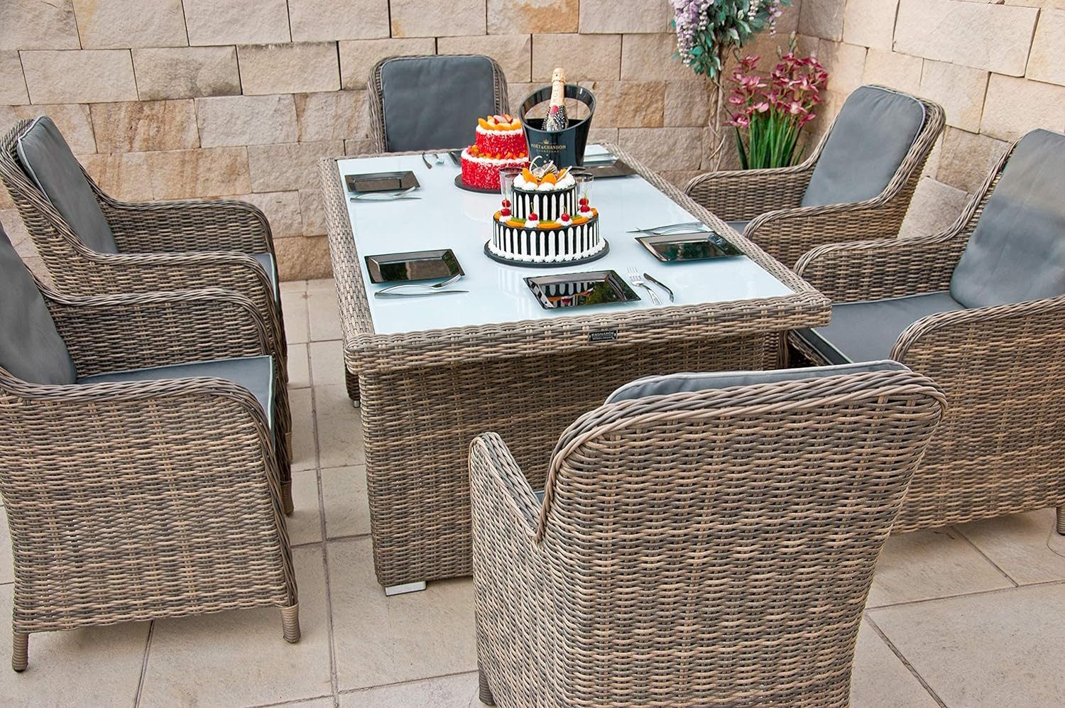 Ragnarök Möbel-Design Garten-Essgruppe Esstisch Set Kingchair, (Set, Polyra günstig online kaufen