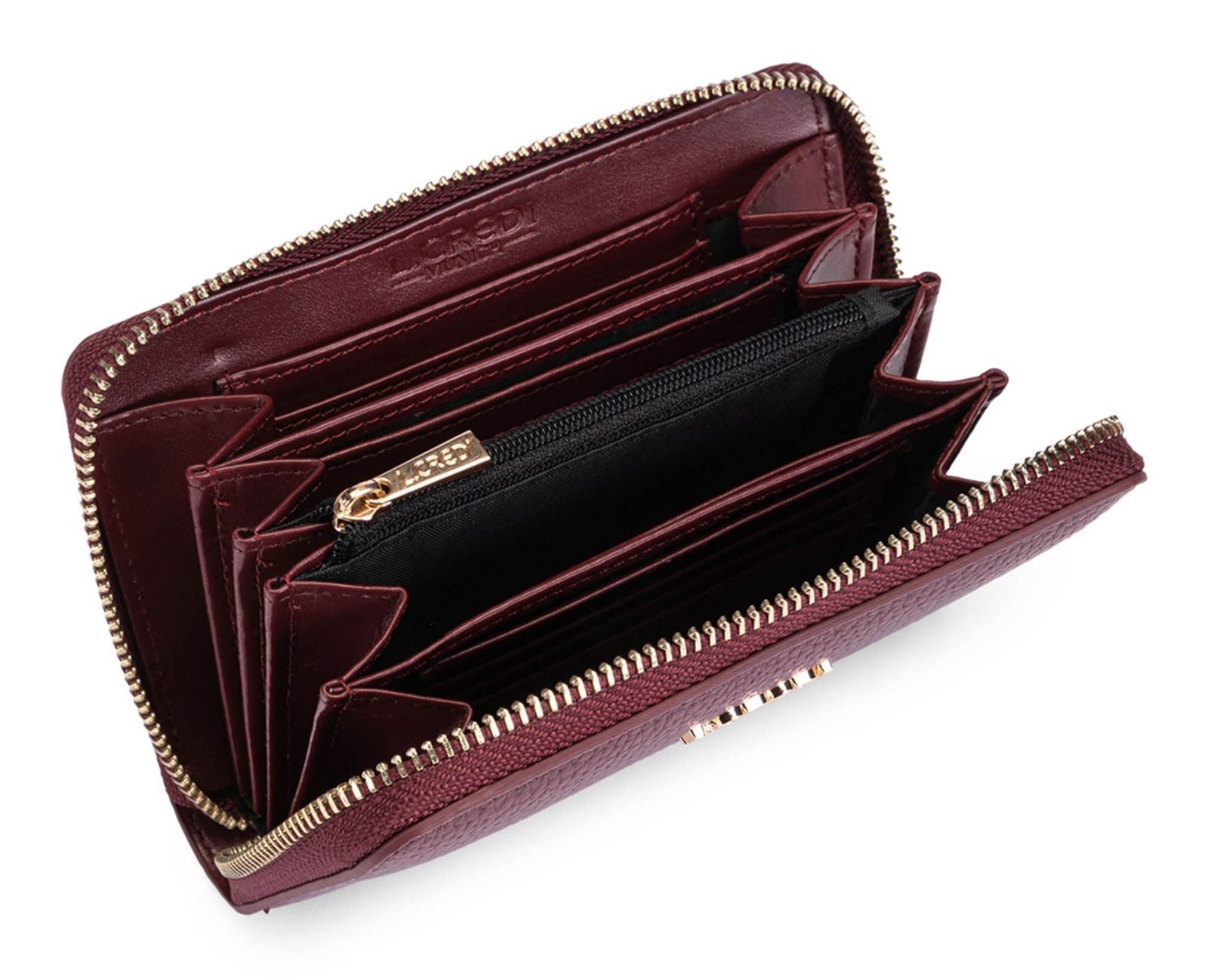 L. CREDI Geldbörse Zip Around Wallet, mit RFID-Blocker Schutz