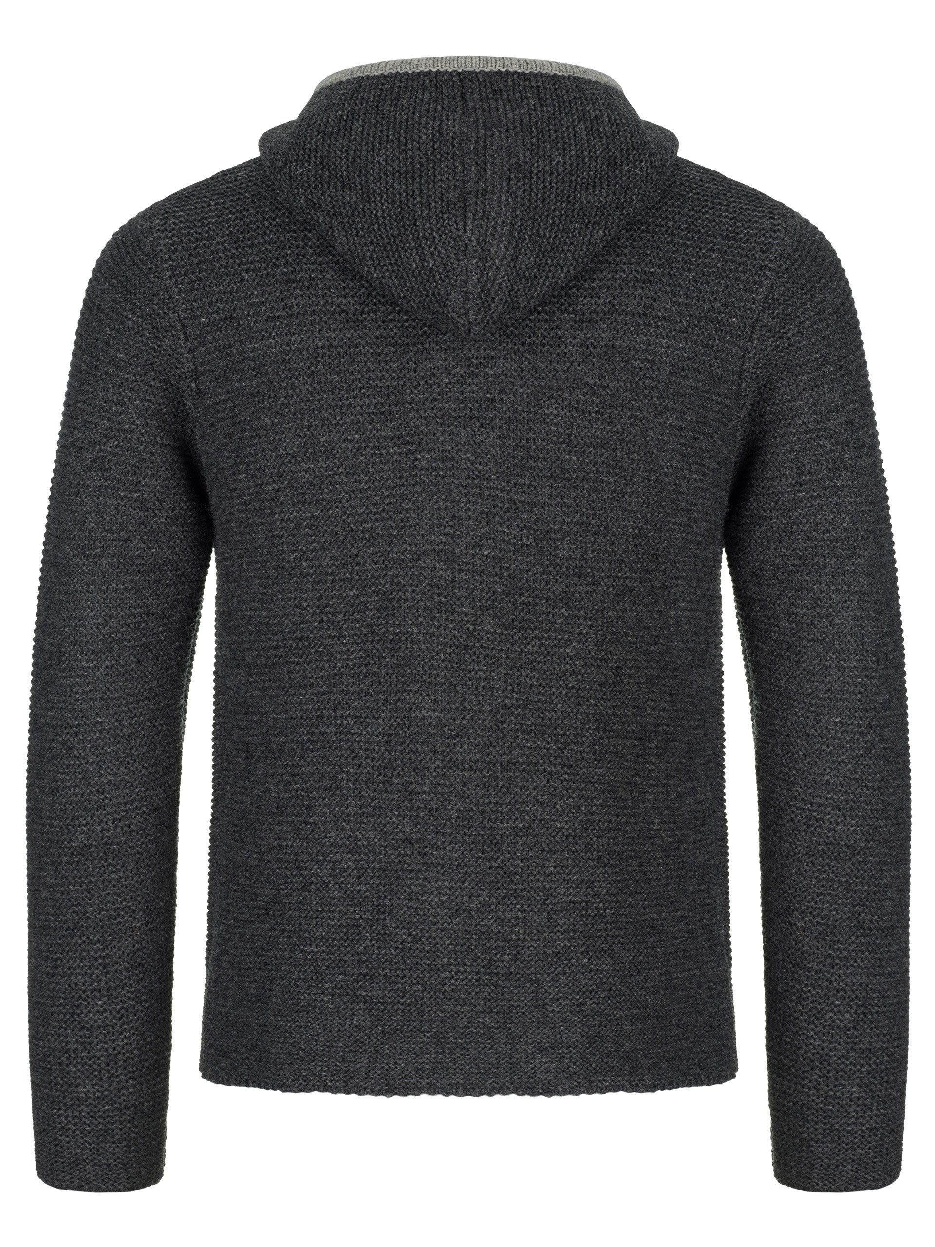 Almbock Trachtenstrickjacke Strickjacke Bavaria (1-tlg) anthrazit mit Kapuze