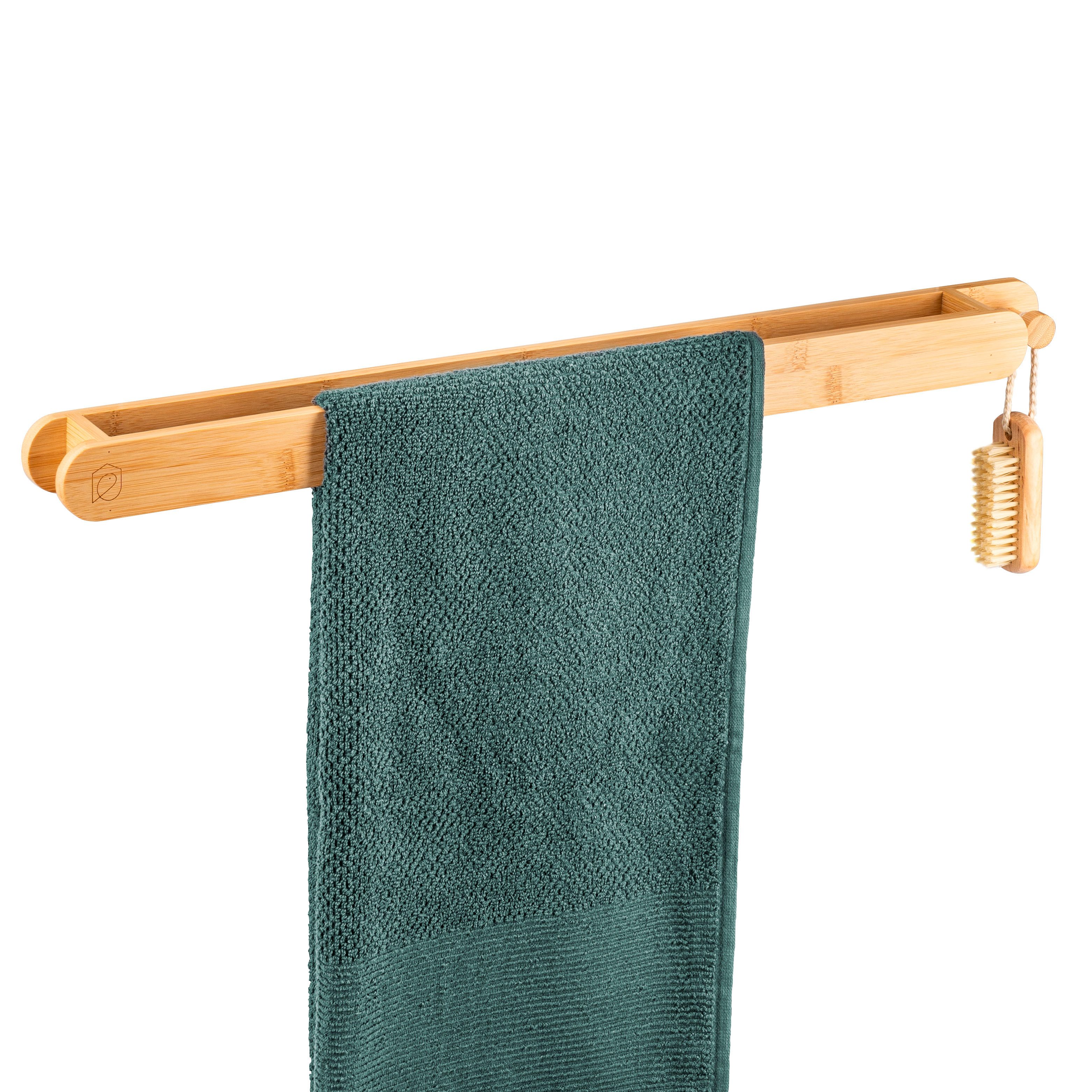 eluno Handtuchstange Handtuchhalter aus Bambus mit extra Haken günstig online kaufen