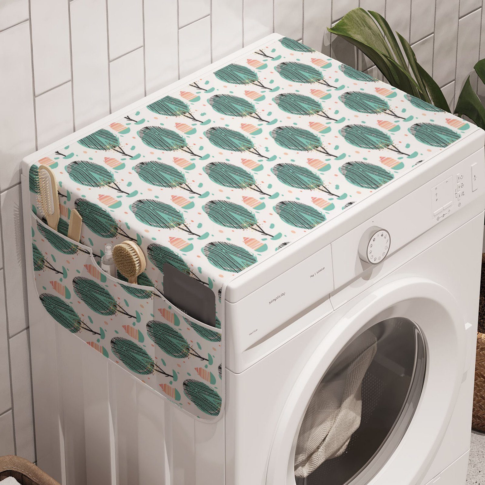 Abakuhaus Badorganizer Anti-Rutsch-Stoffabdeckung für Waschmaschine und Trockner, Modern Geometrische Pastell