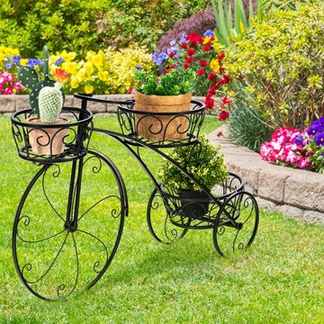 COSTWAY Blumenständer, Blumenregal mit 3 Körben und dekorativen Rädern