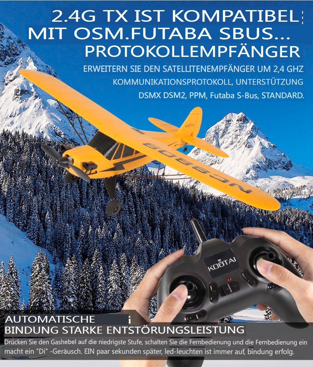 Insma RC-Flugzeug (2,4GHZ Ferngesteuertes Flugzeug 3 Kanal), mit 2 Akkus, Stabilisierunsgyro, bruchfestes EPP Material
