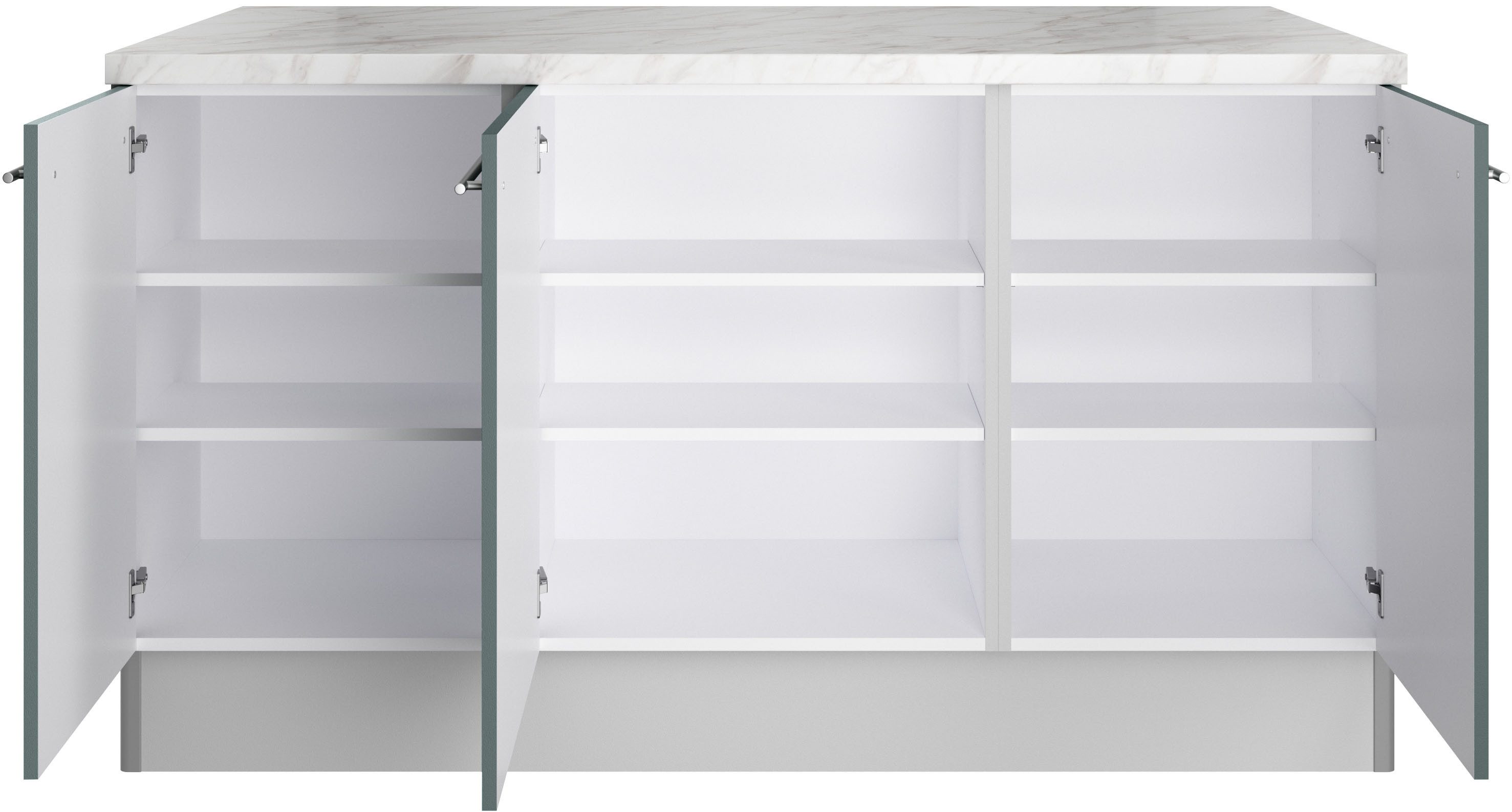 KOCHSTATION Kücheninsel KS-Bern2, Stellmaße 161 x 96,5 cm, mit durchgehender Arbeitsplatte als Theke