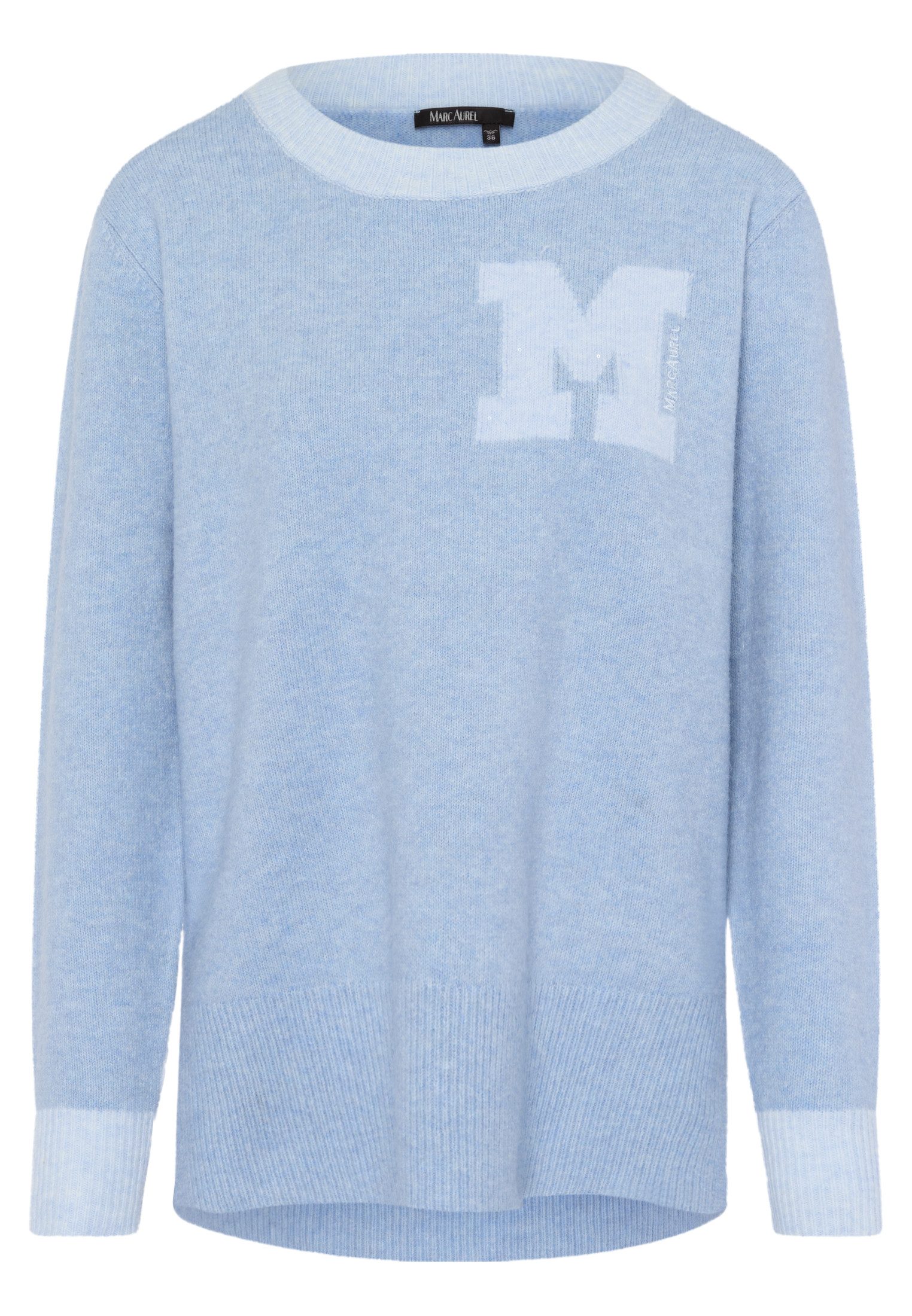 MARC AUREL Rundhalspullover mit M-Intarsie