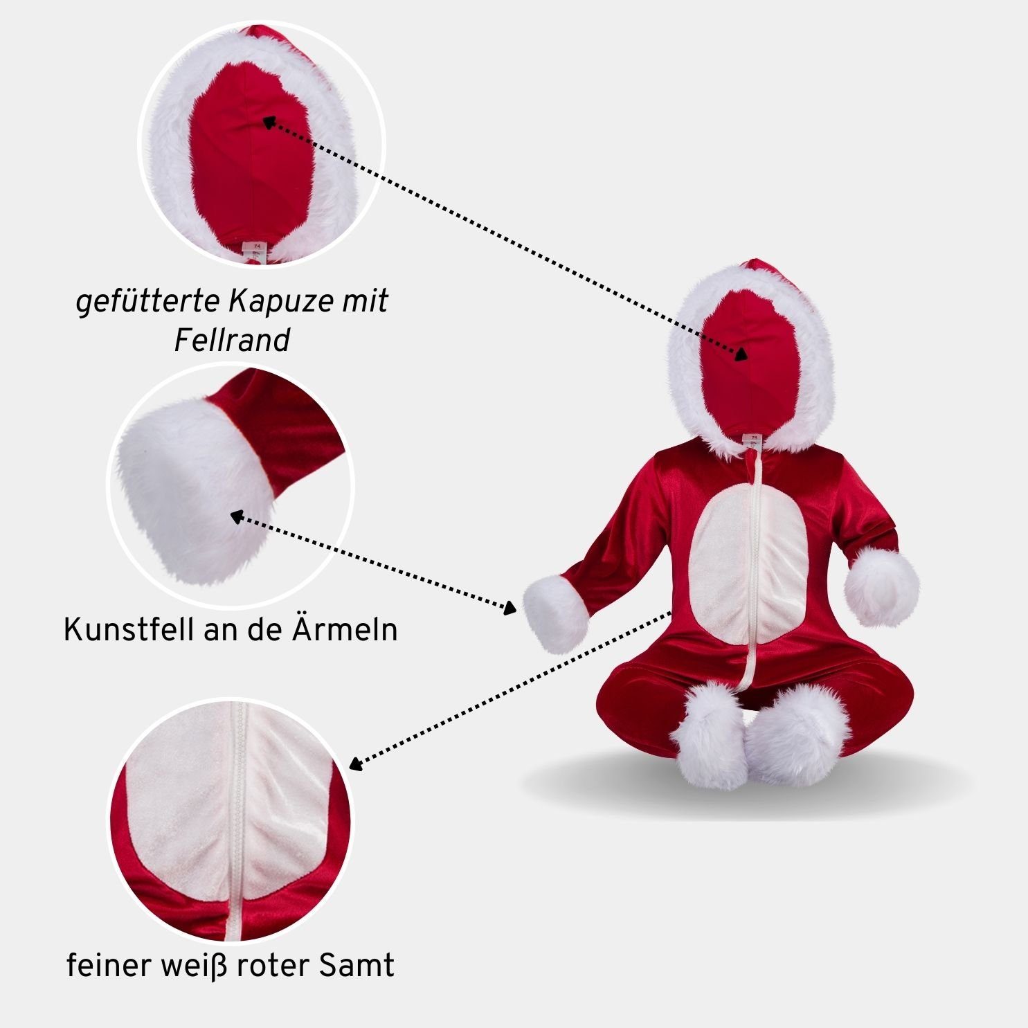 Berlinsel Strampler im Weihnachtsdesign Weihnachtsoverall / Kapuze/ Weihnachtsoutfit/ Weihnachtsgeschenk/ Zwillinge Weihnachtsfotos/ Weihnachtsanzug mit