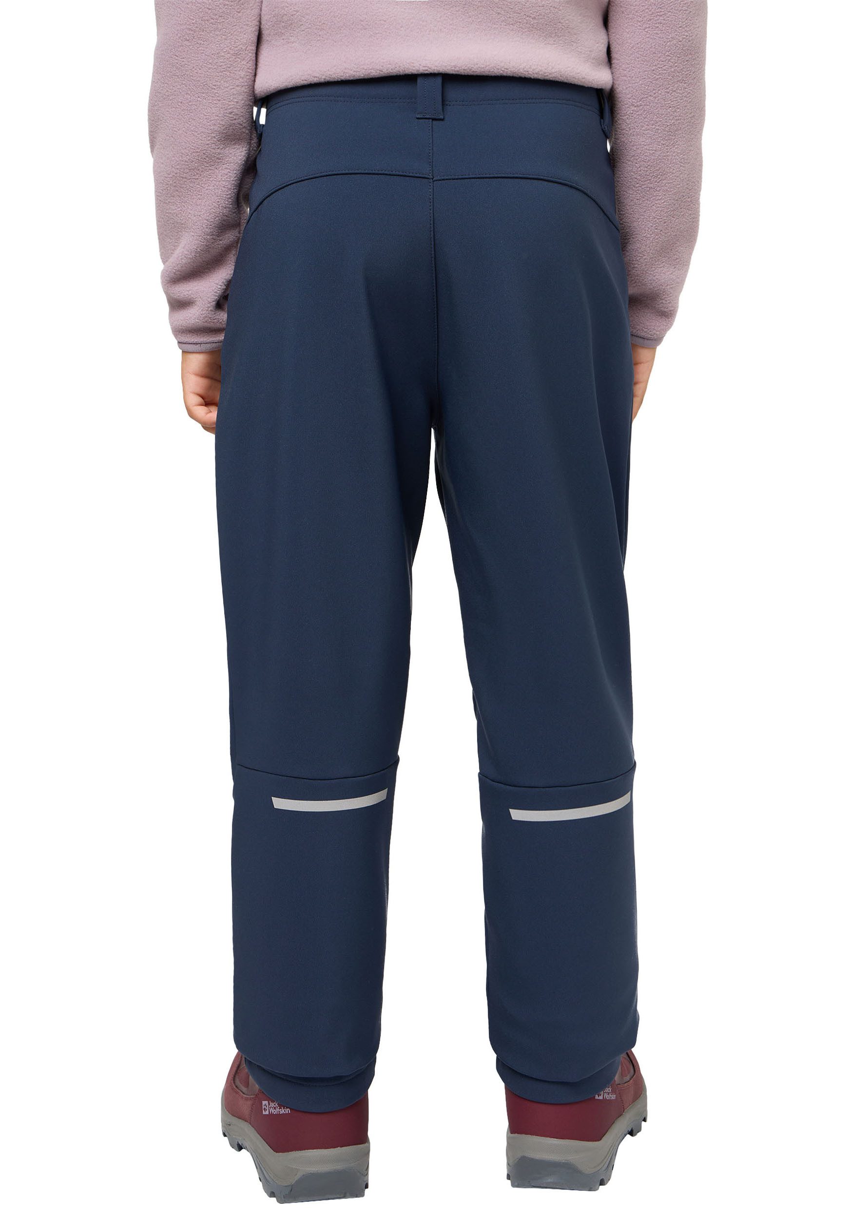 Jack Wolfskin Softshellhose FOURWINDS Kinder für Kinder, mit reflektierenden Details, atmungsaktiv, windabweisend