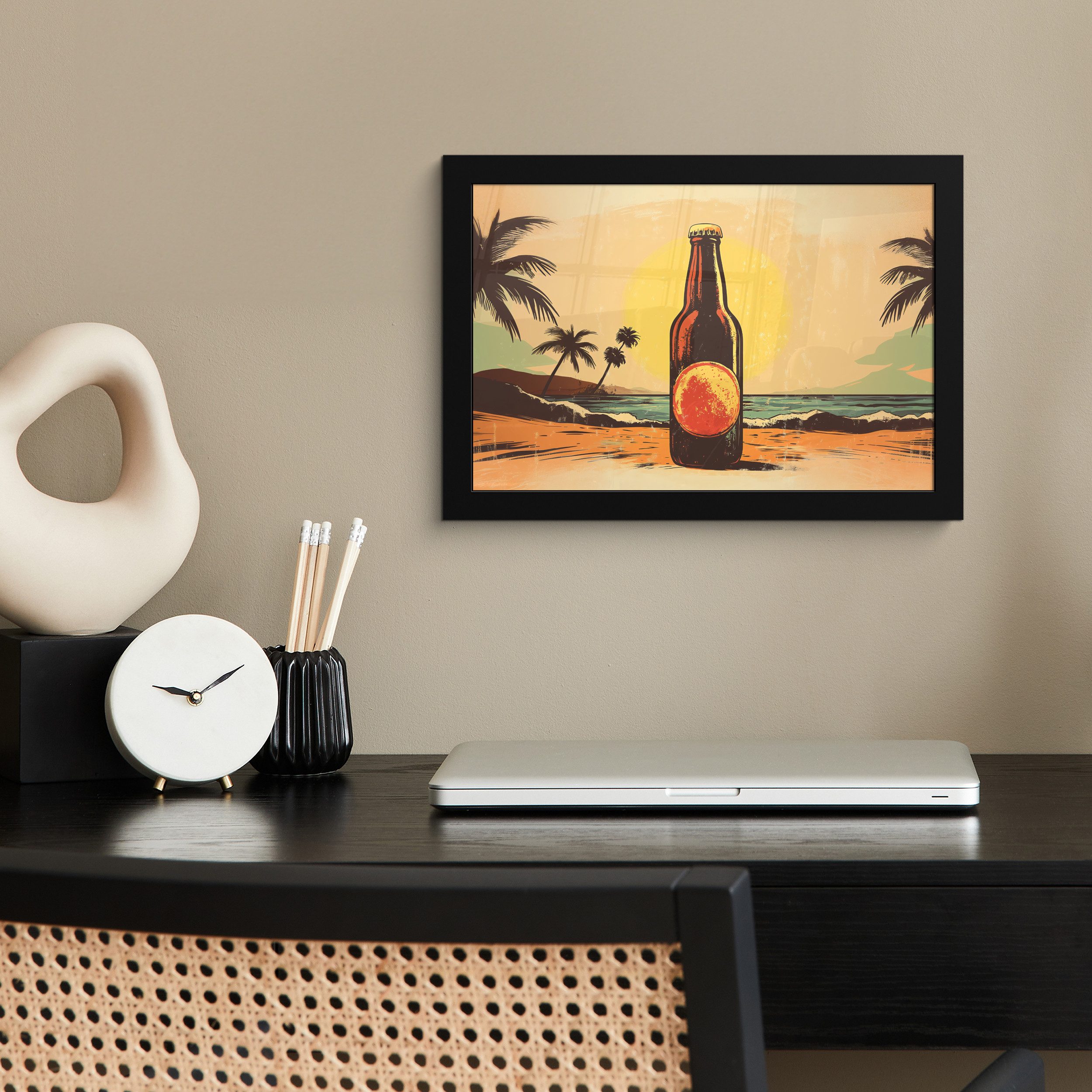 MuchoWow Poster Bierflasche - Sonnenuntergang - günstig online kaufen