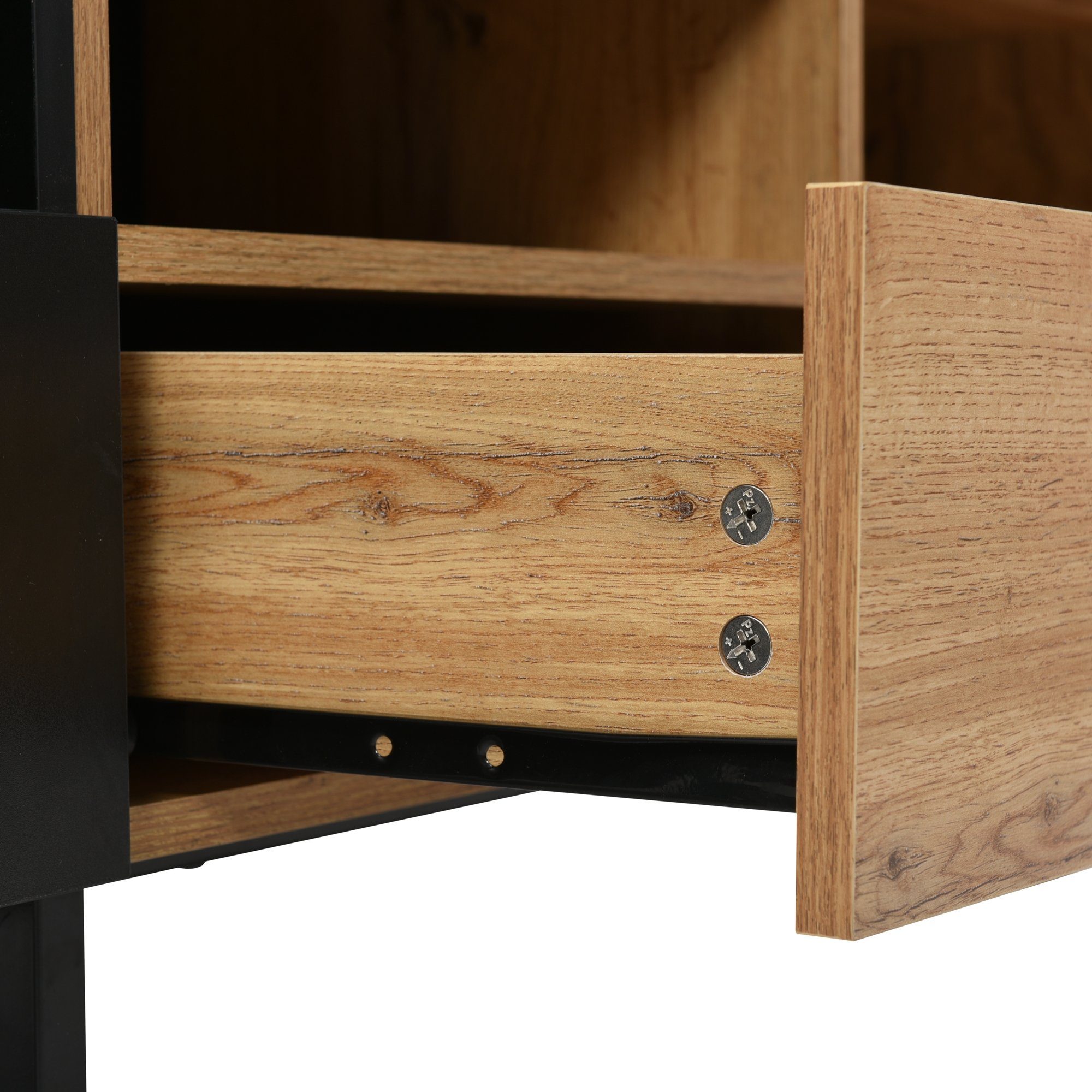 Design) mit holzfarbenem Moderner cm, 48 38 robuste cm x TV-Ständer Konstruktion Stauraum, TV-Schrank schwarzem OKWISH cm (190 geräumiger und x