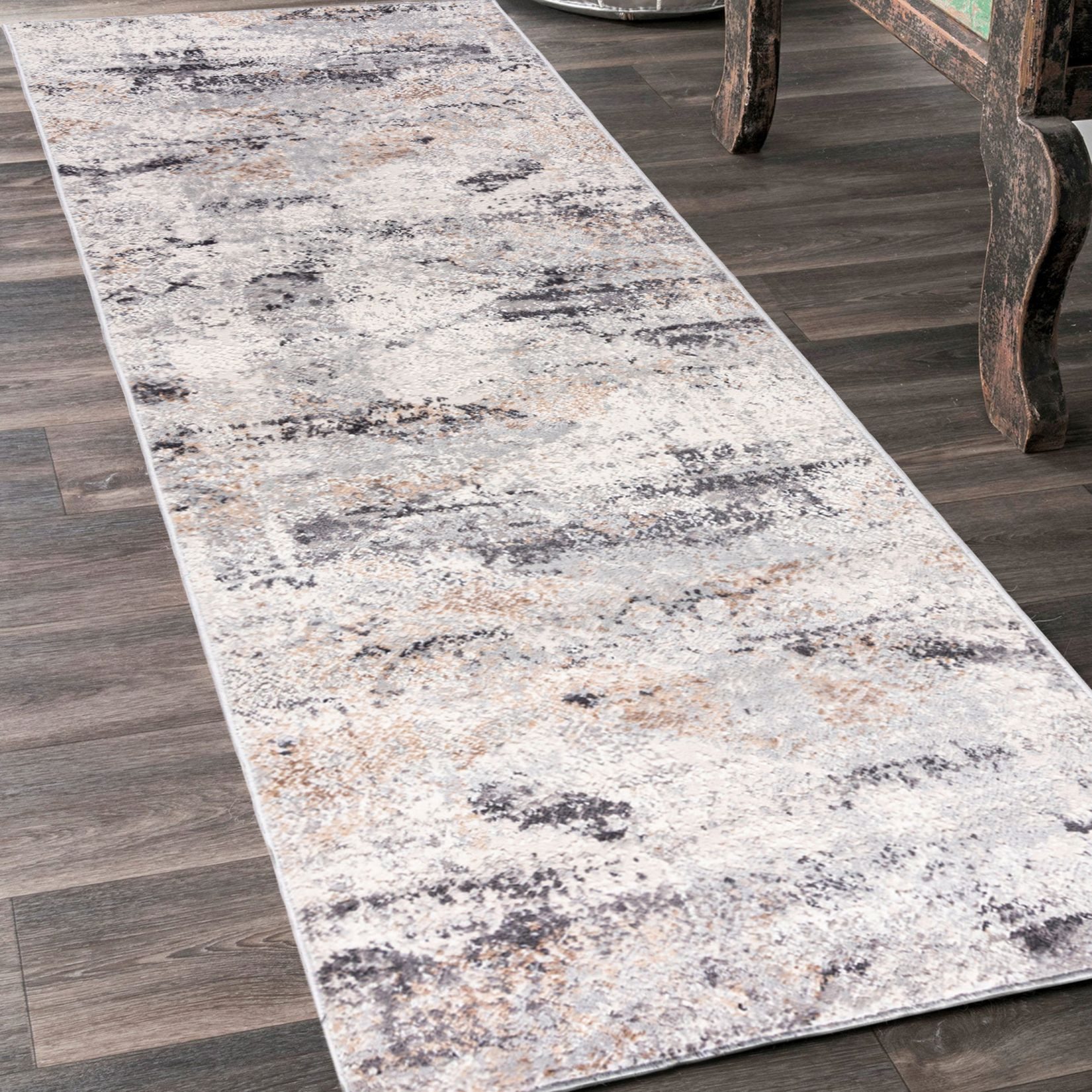 Mazovia Läufer Modern Abstrakt Beige Anthrazit Flur, Schlafzimmer, Diele, Fußbodenheizung – Bild 2 von 5