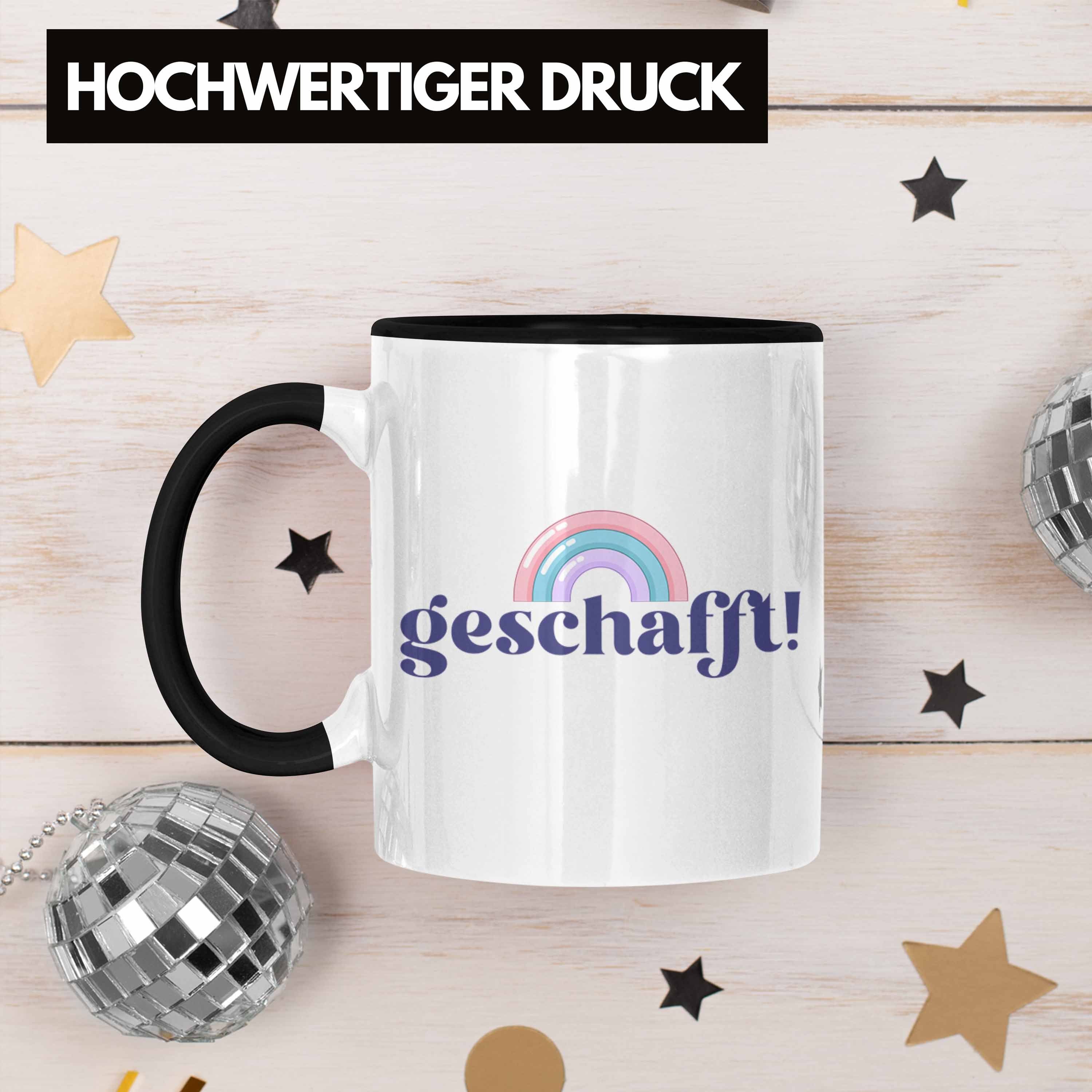 Geschafft Tasse - Trendation Ausbildung Abi Geschenkidee Bestanden Geschenk Bachelor Schwarz Master Trendation Tasse