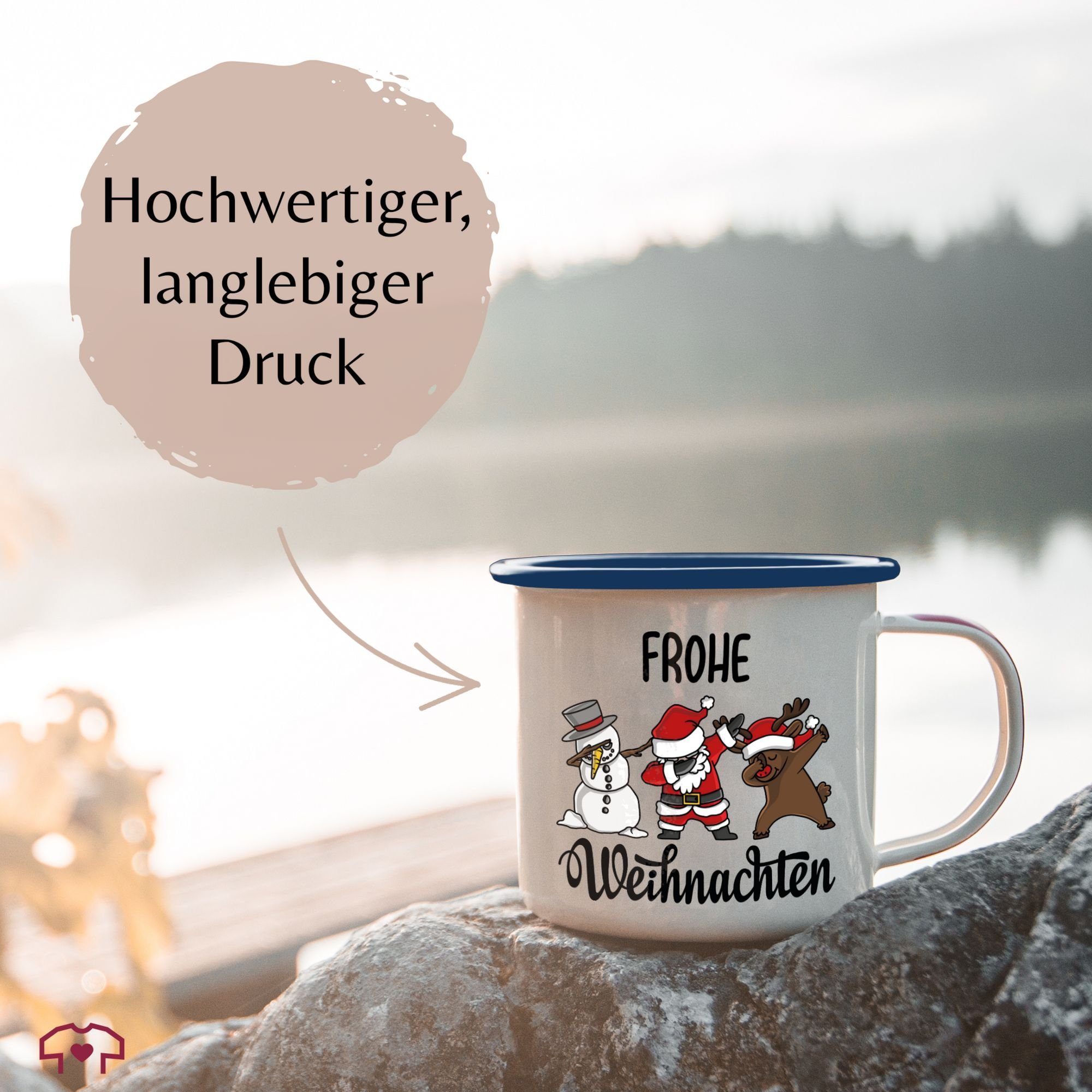 3 Weihnachten, Weiß Shirtracer Weihnachtstasse Tasse Frohe Blau Dabbing Stahlblech,