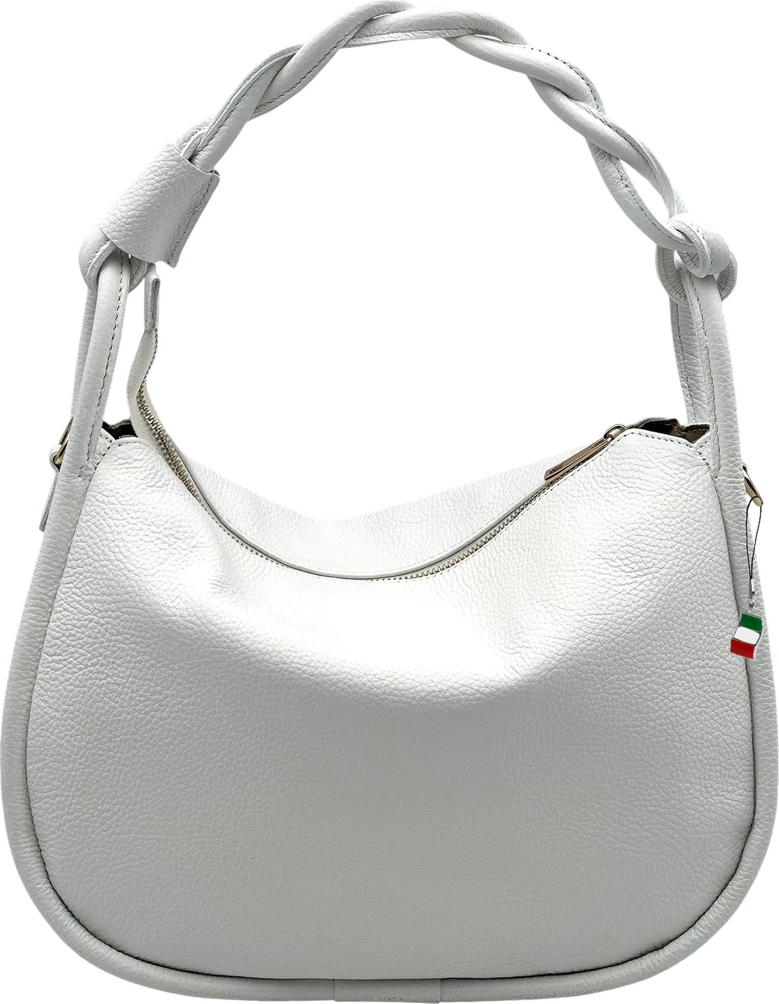 FLORENCE Handtasche Florence Echtleder Hobo Bag Damen weiß (Handtasche), Damen Handtasche Leder, weiß ca. 35cm x ca. 27cm hoch
