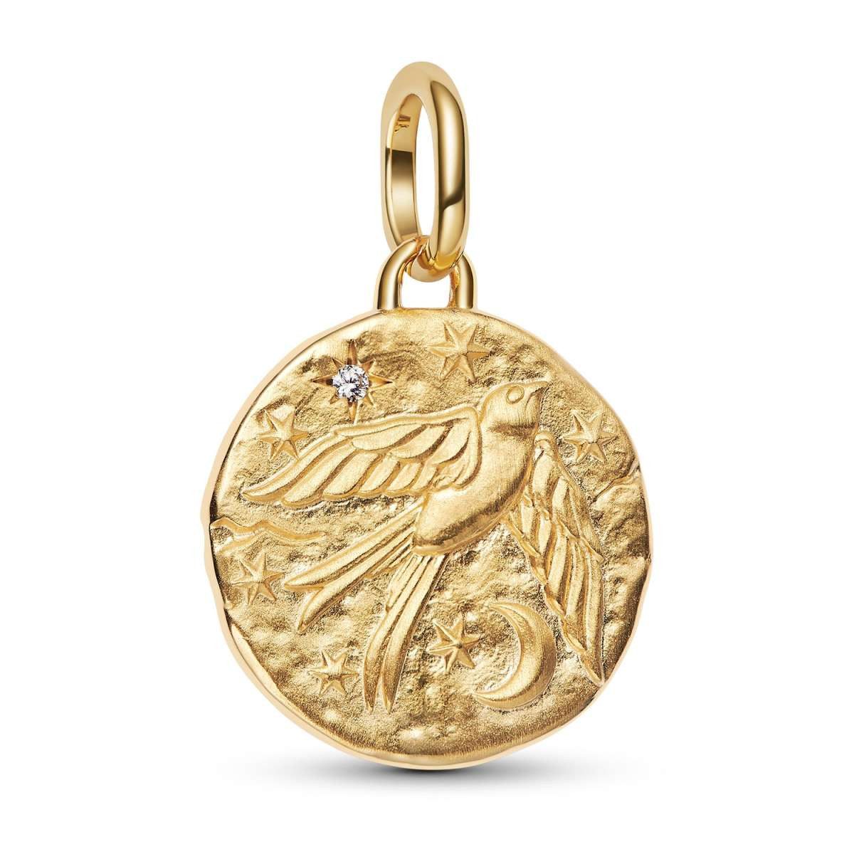 Pandora Kettenanhänger 764082C01, Medaillon-Anhänger Goldfarben Schwalbe