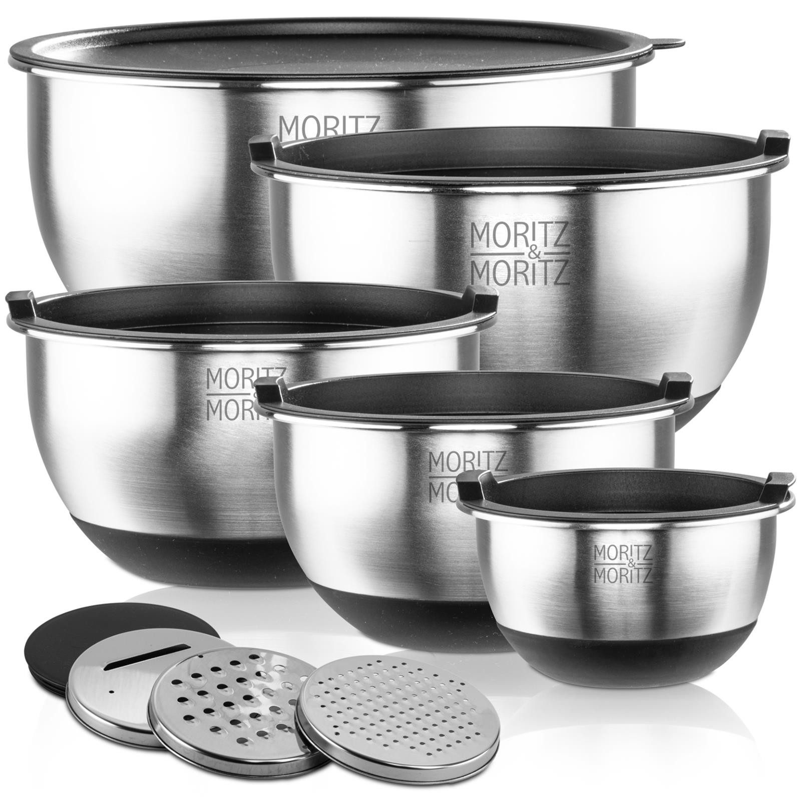 Moritz & Moritz Schüssel Edelstahl Rührschüssel Set, Edelstahl, (Set, 5-tlg), Premium Edelstahl, Rostfrei