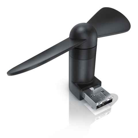 Aplic Mini USB-Ventilator, für Handy, Smartphone, Powerbank, PC etc. USB & microUSB Anschluss