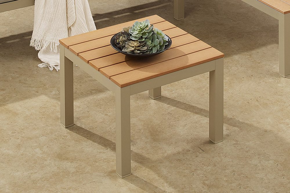 riess-ambiente Gartentisch ORLANDO LOUNGE 60cm greige natur · wetterfester Outdoor-Beistelltisch (Einzelartikel, 1-St), Terrasse · Metall · Outdoor-Gartentisch · Balkon · Modern Design