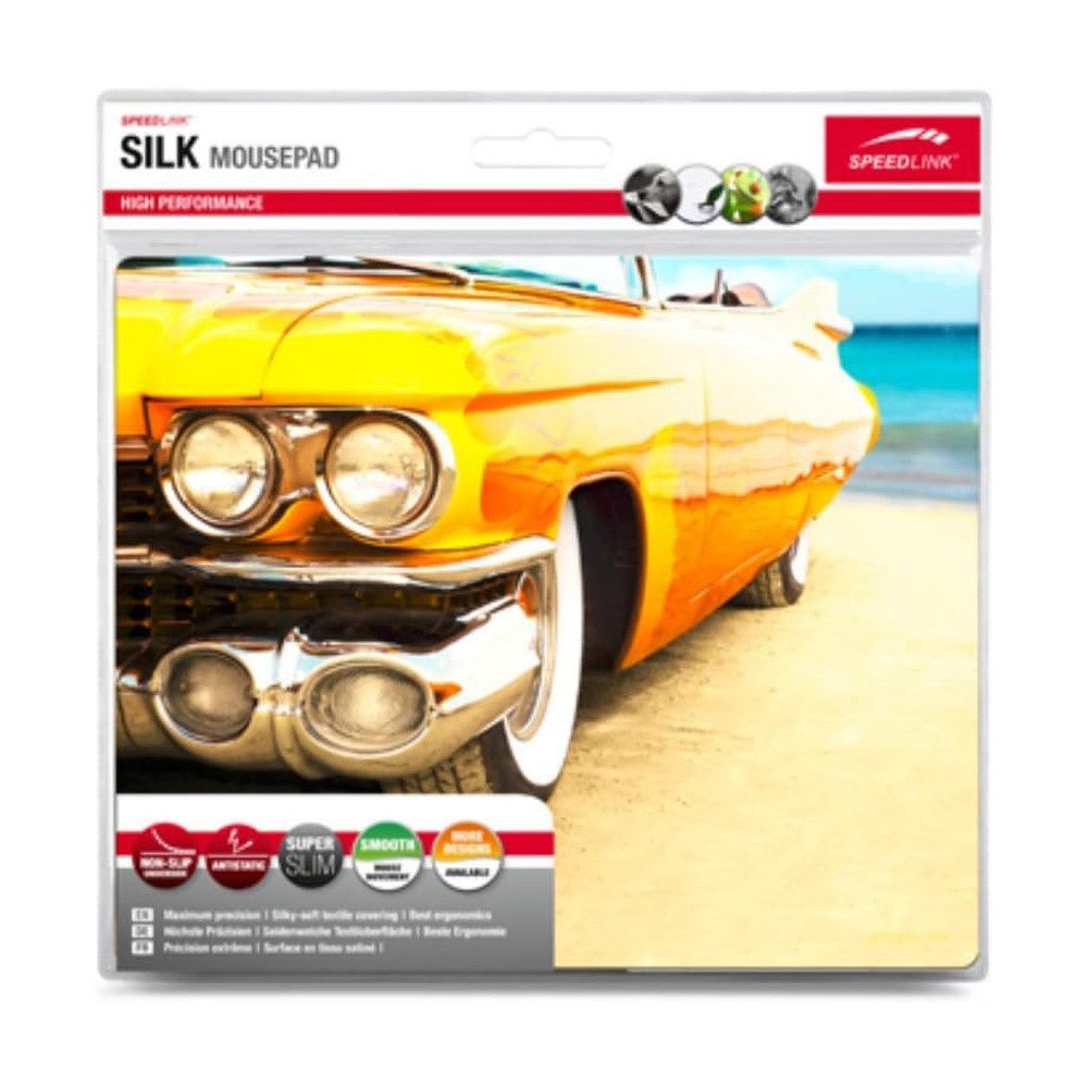 Speedlink Mauspad Silk Mauspad gelber Oldtimer, weiche Oberfläche, geringer Gleitwiderst