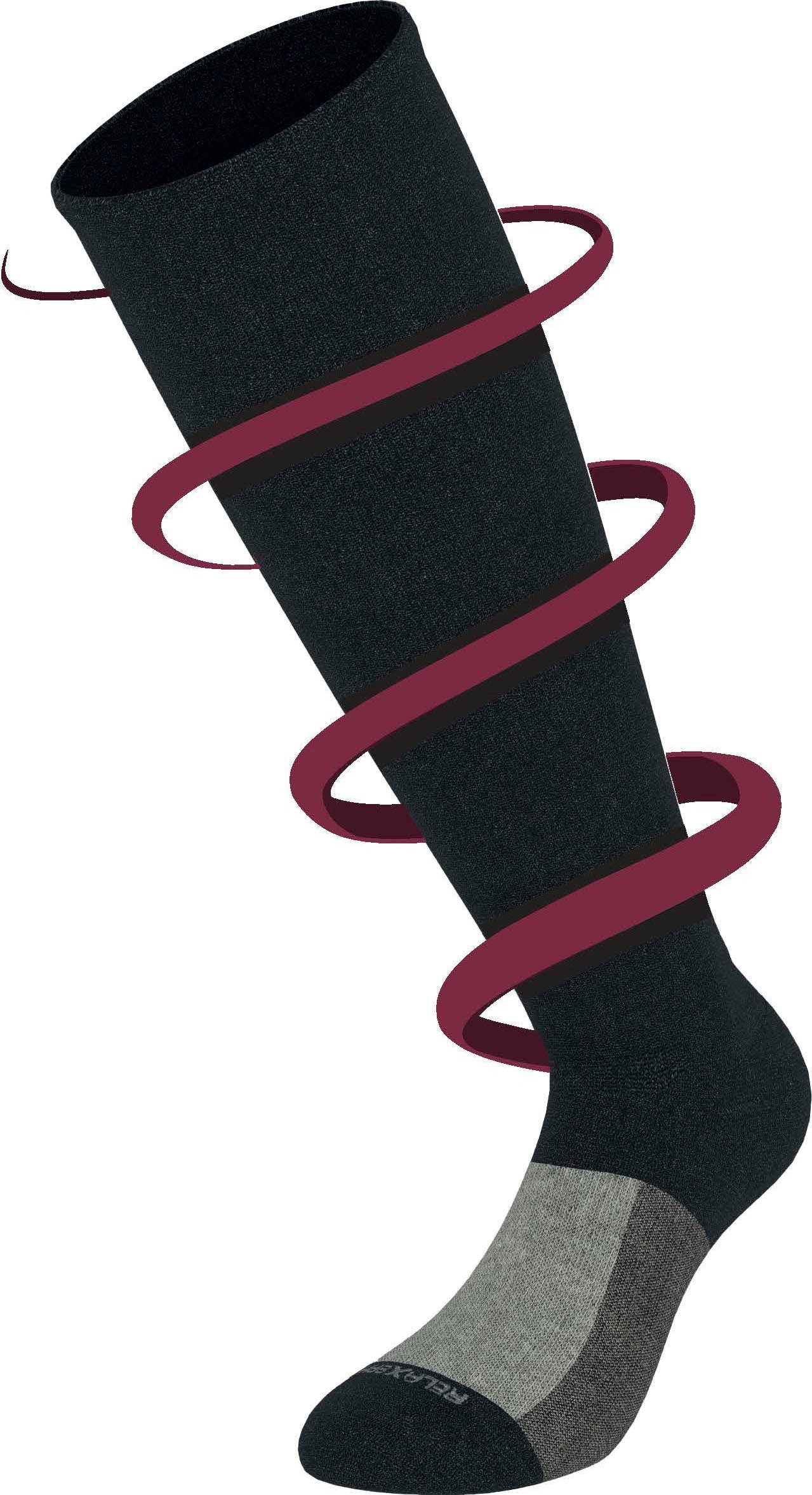 RELAXSAN Kompressionsstrümpfe RelaxSan "Essential+", doppelschichtiger Kompr.strumpf, 23-32 mmHg (1-Paar) kein Abschlußbündchen, keine Abdrücke, Mix aus Baumwolle und Kaschmir