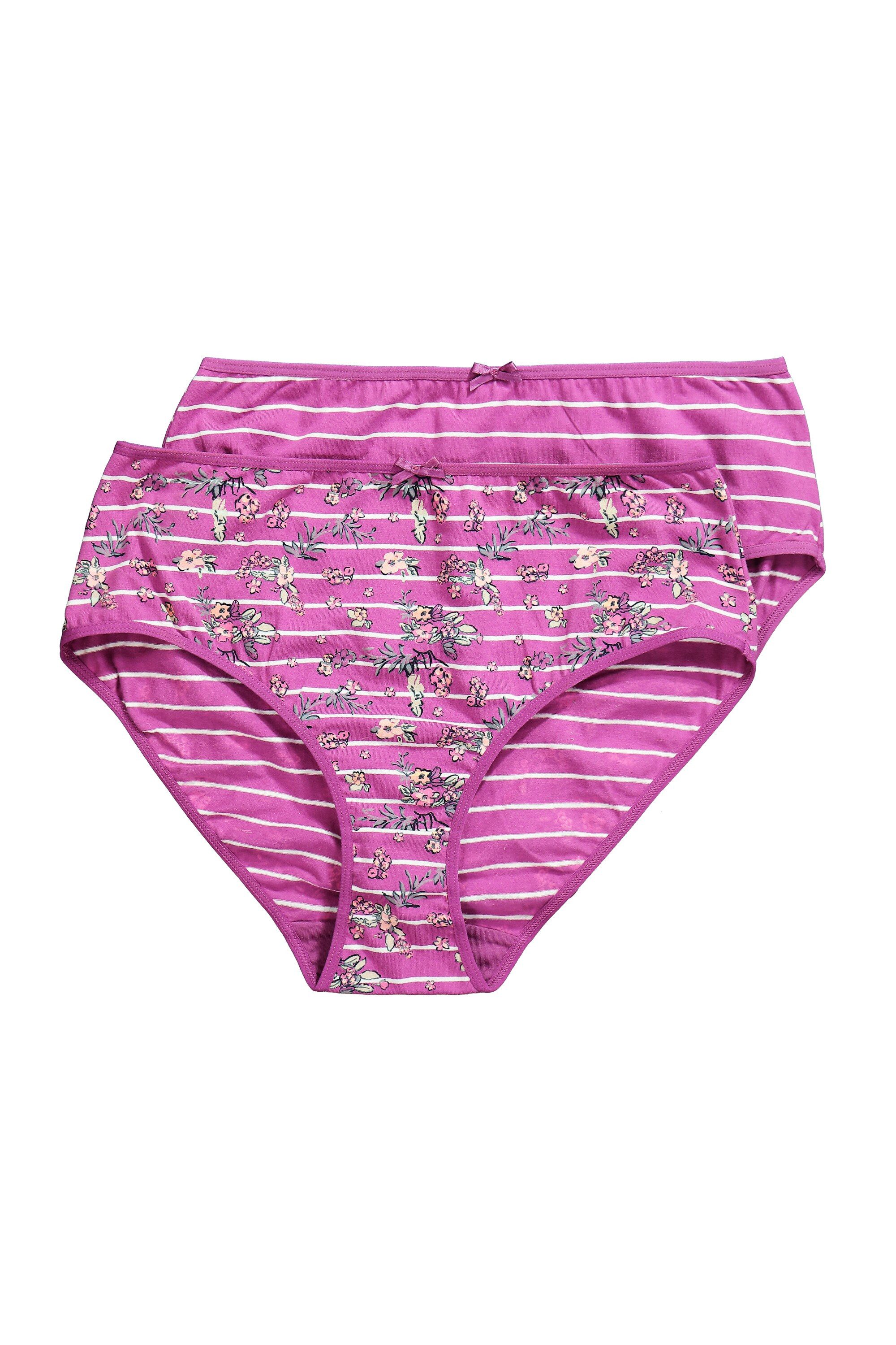 Ulla Popken Midislip Midislips 2er-Pack Blüten/Streifen Biobaumwolle