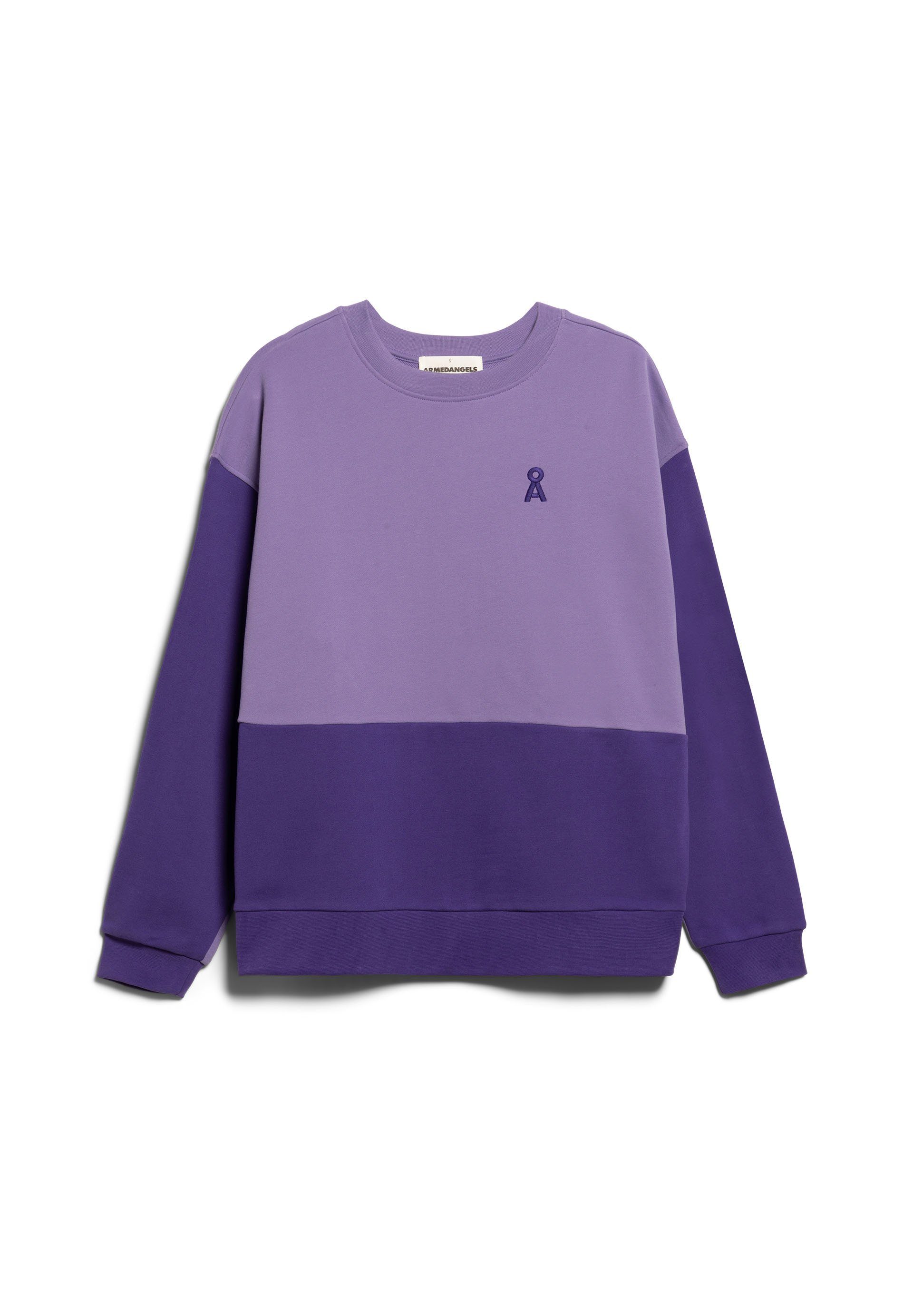 lilac Damen (1-tlg) Armedangels AARIN Sweatshirt PATCHED purple stone-indigo