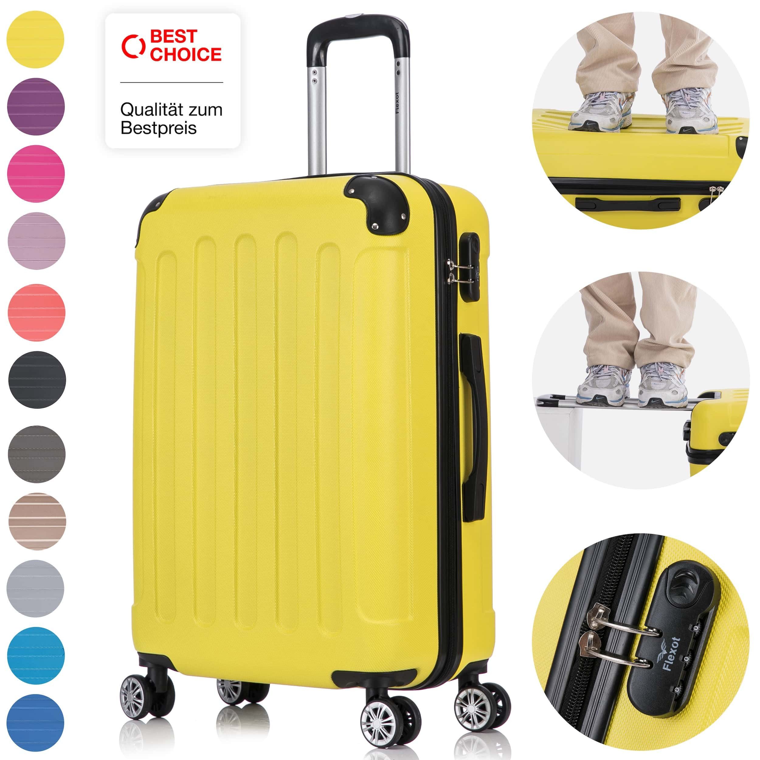 Flexot Hartschalen-Trolley F-2045 Kofferset, 360° Rollen, robuster Reisekoffer, Bordcase, 4 Rollen, Robuster und moderner Koffer mit vier 360° Rollen und Zahlenschloss